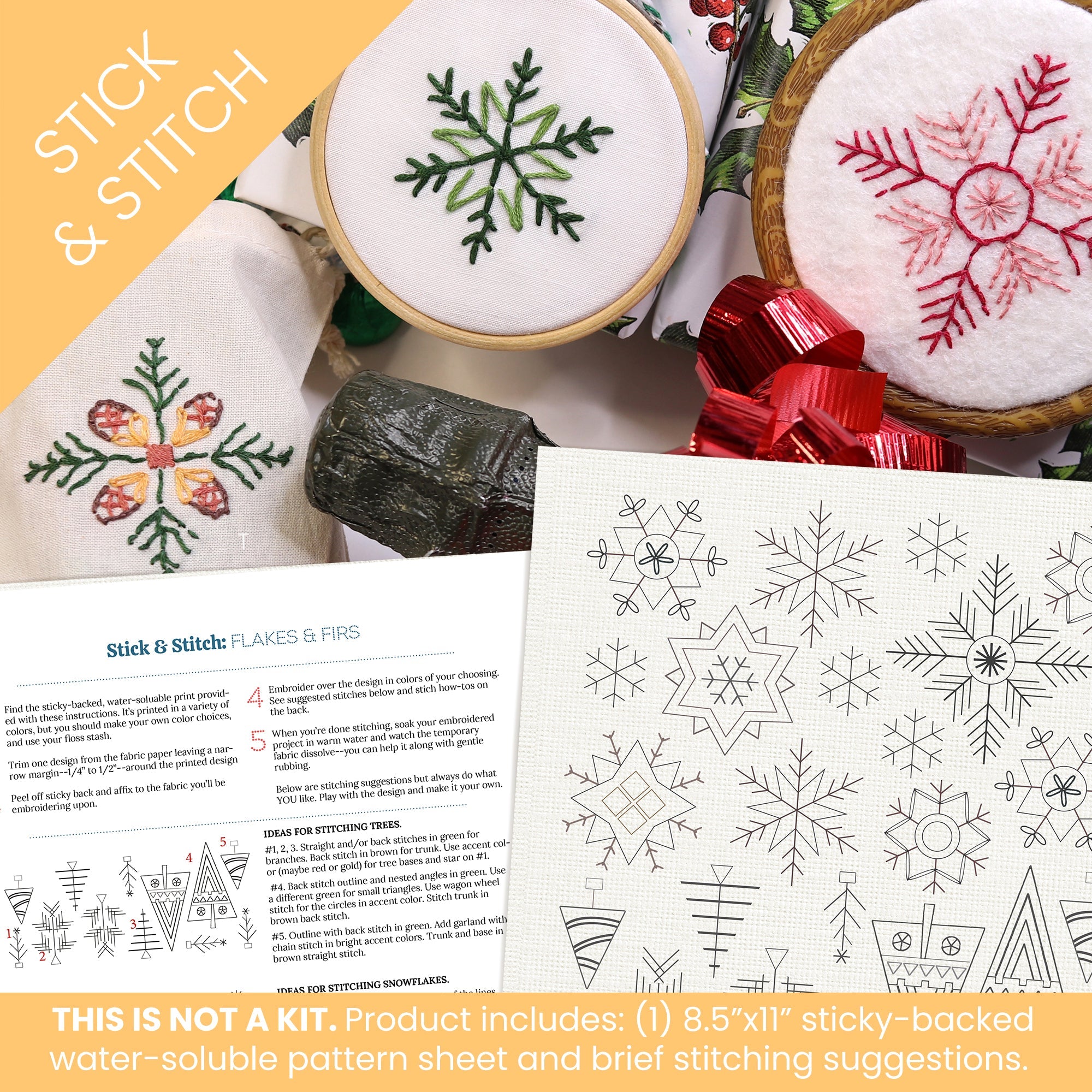 Stick & Stitch Motifs: Flakes and Firs - Stitched Stories