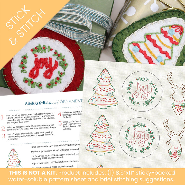 Stick & Stitch Motifs: Joy Holiday Ornaments - Stitched Stories