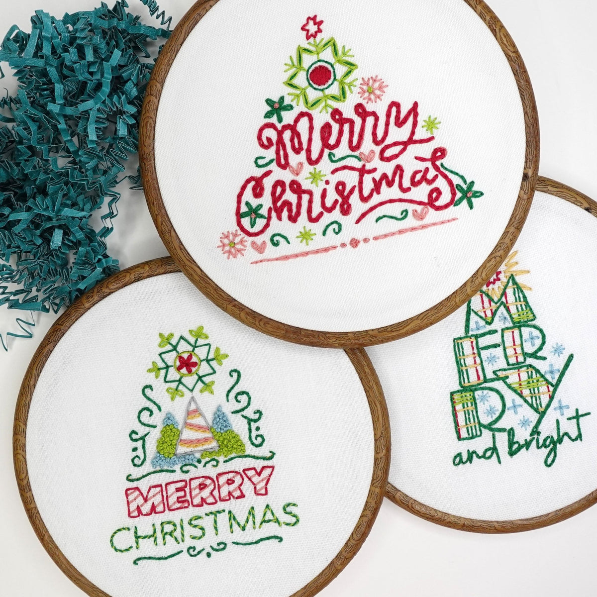 Stick and Stitch Embroidery Pattern Merry Christmas Trees, Sulky