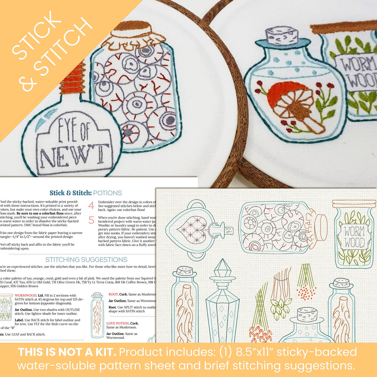 Stick and Stitch Embroidery Pattern Halloween Potions, Sulky, Stitched ...