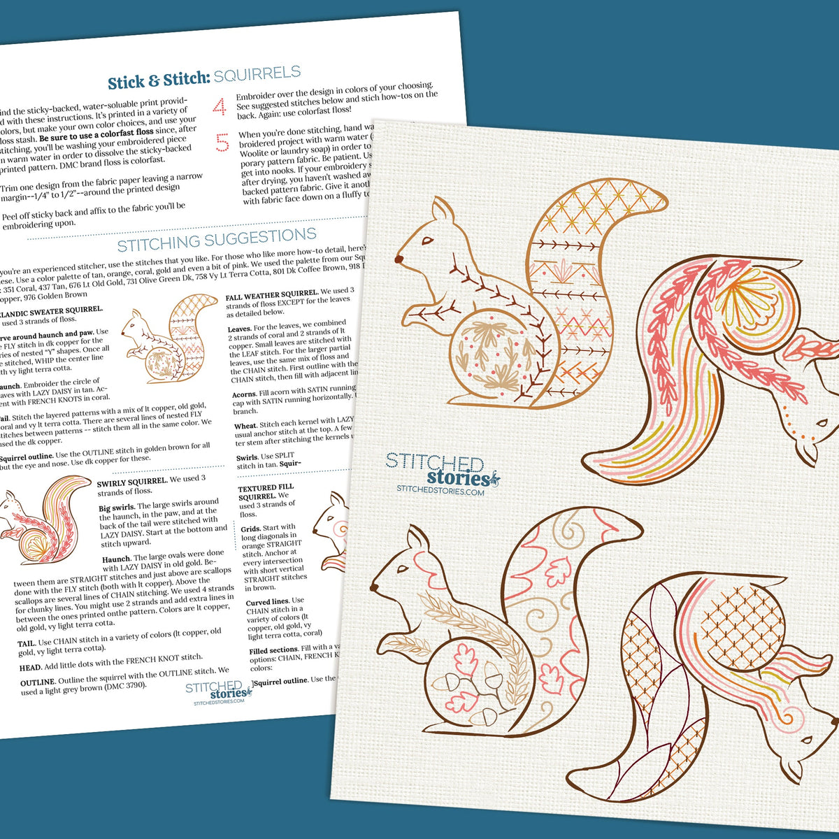 Stick and Stitch Embroidery Pattern Fall Squirrels, Sulky, Stitched ...