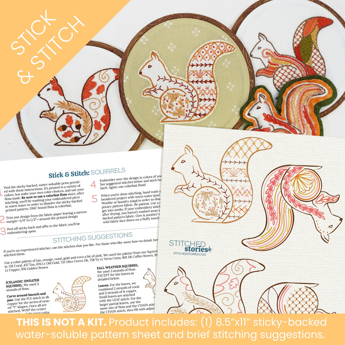 Stick and Stitch Embroidery Pattern Fall Squirrels, Sulky, Stitched ...