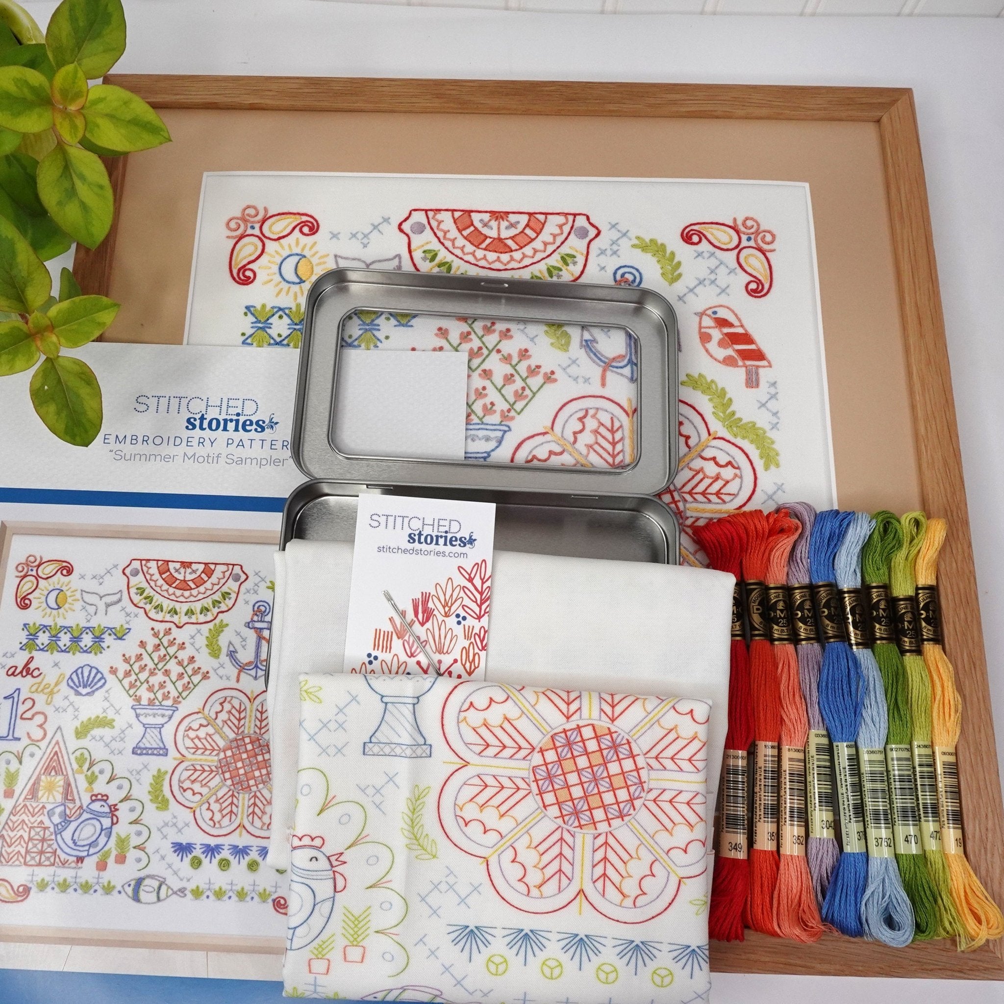 Summer Motif Sampler Embroidery Kit - Stitched Stories