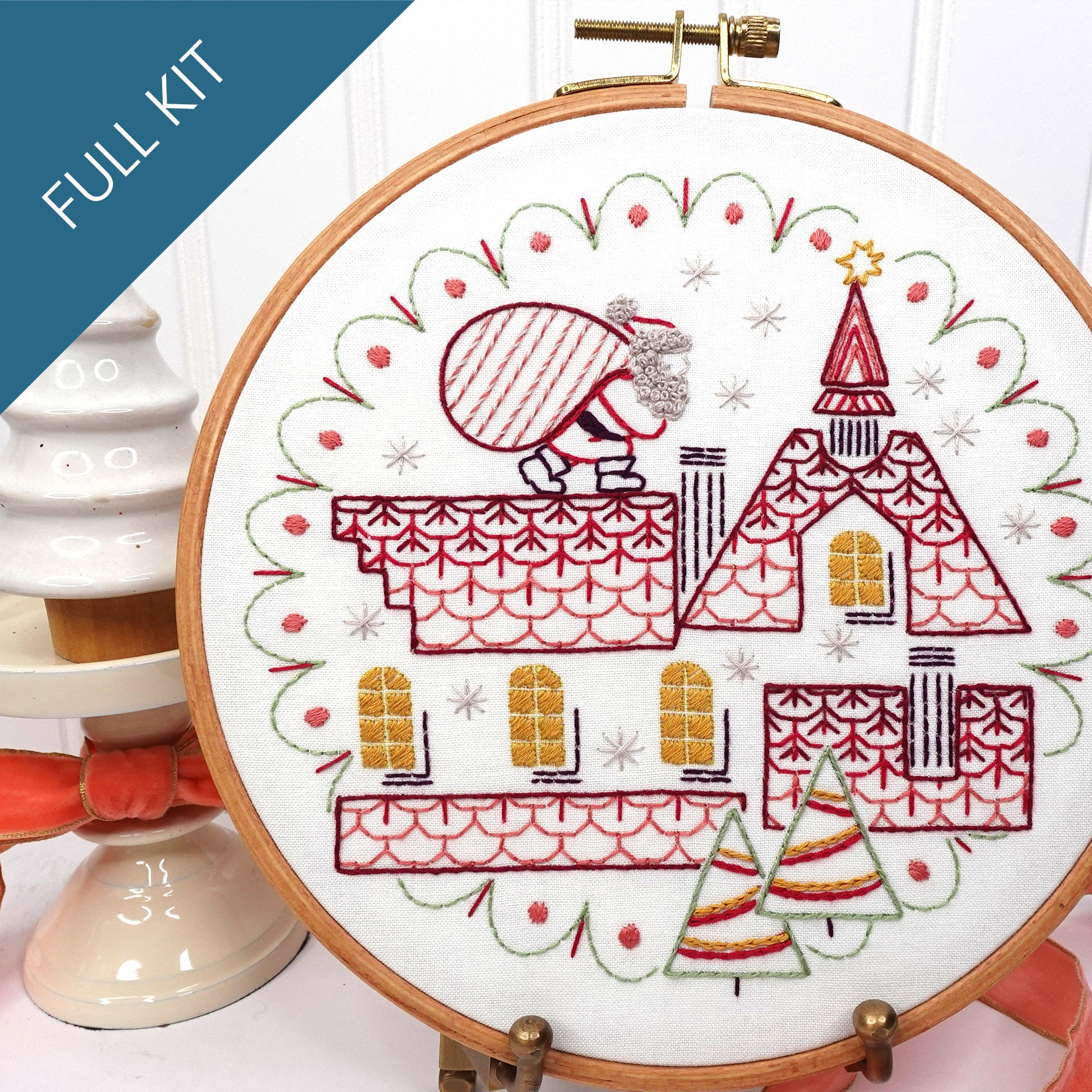 Up On The Rooftop Embroidery Kit - Stitched Stories