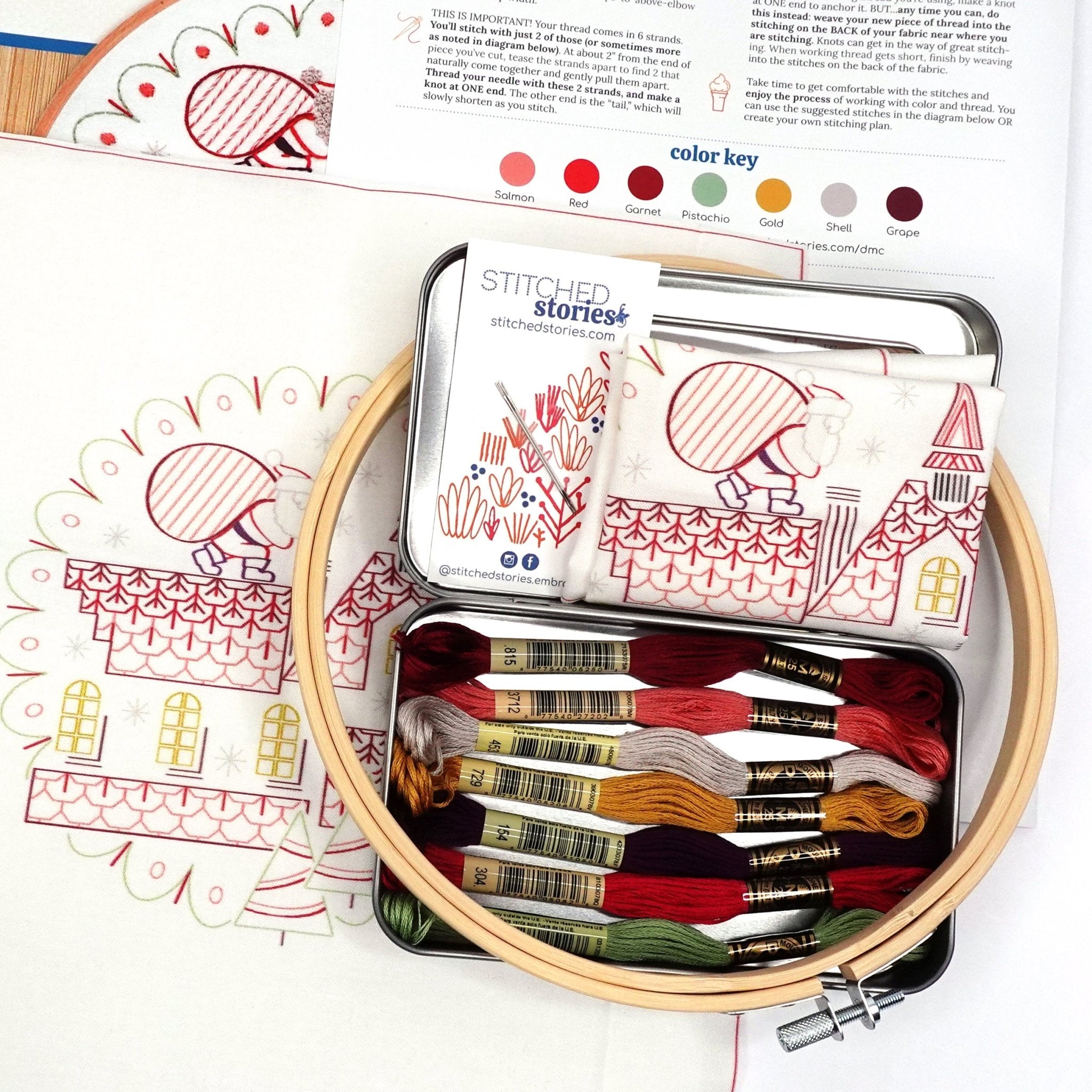 Up On The Rooftop Embroidery Kit - Stitched Stories