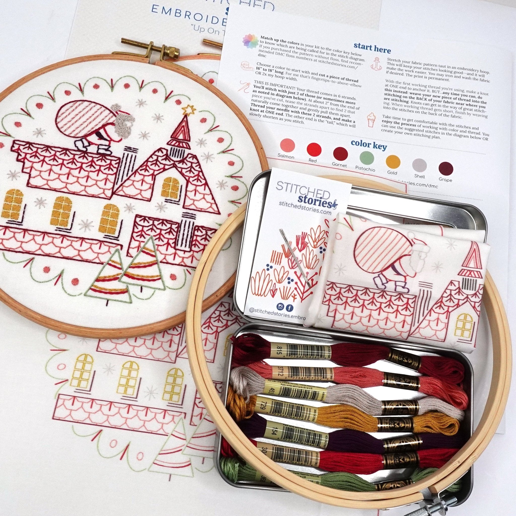 Up On The Rooftop Embroidery Kit - Stitched Stories
