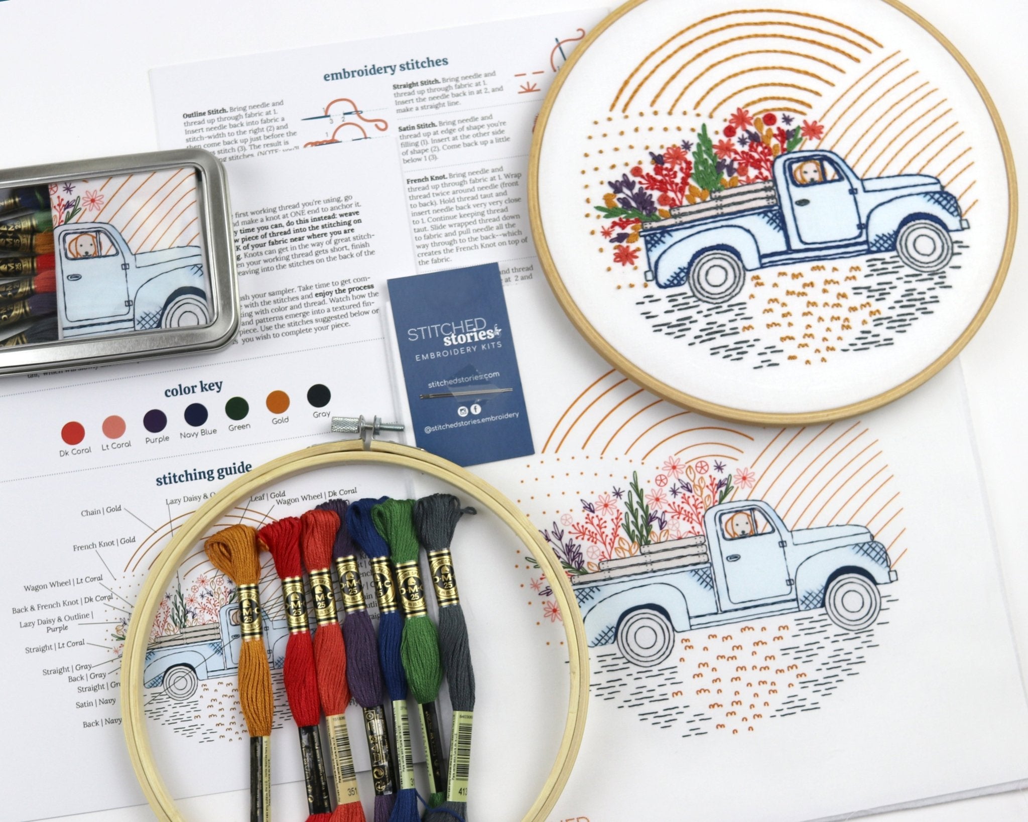 Vintage Truck Embroidery Kit - Stitched Stories