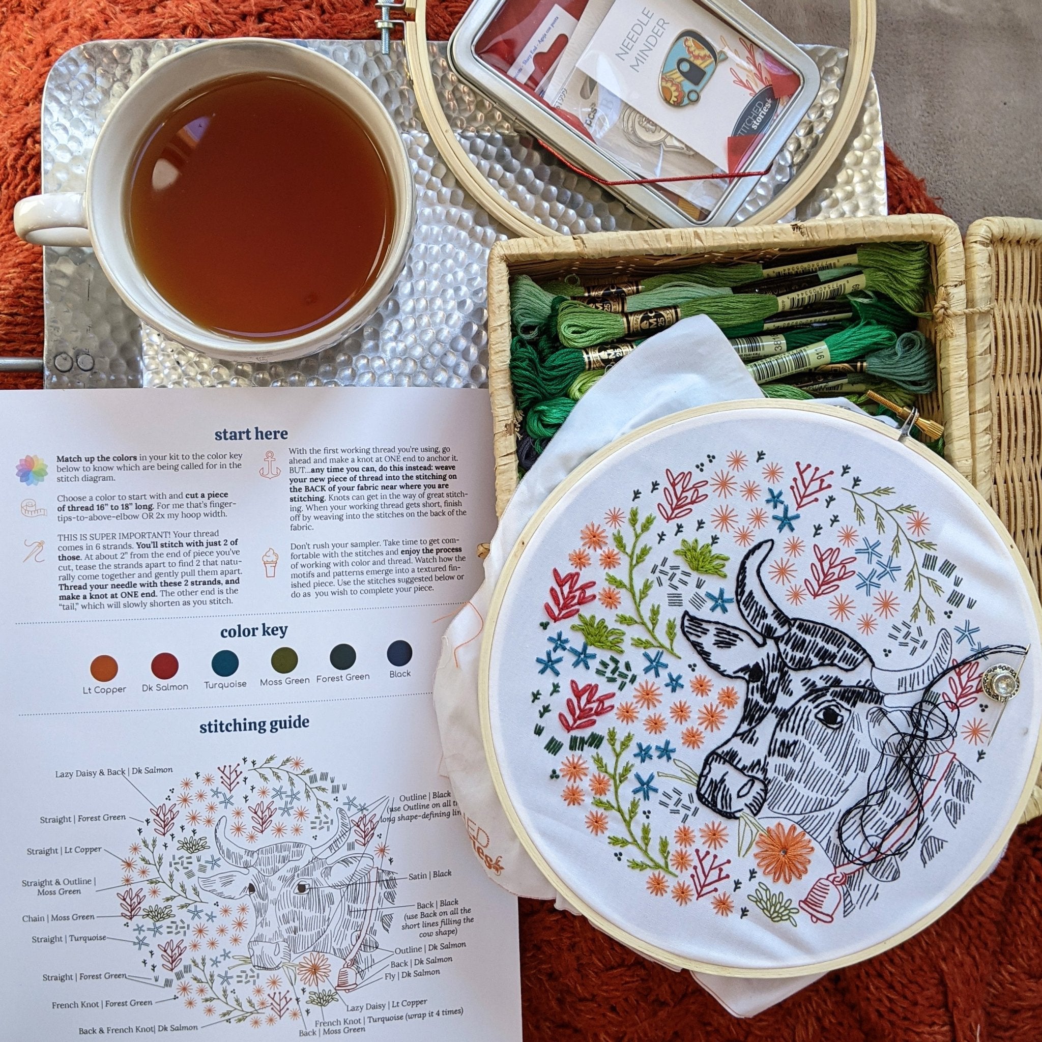 Bessie's Blossoms Embroidery Kit - Stitched Stories