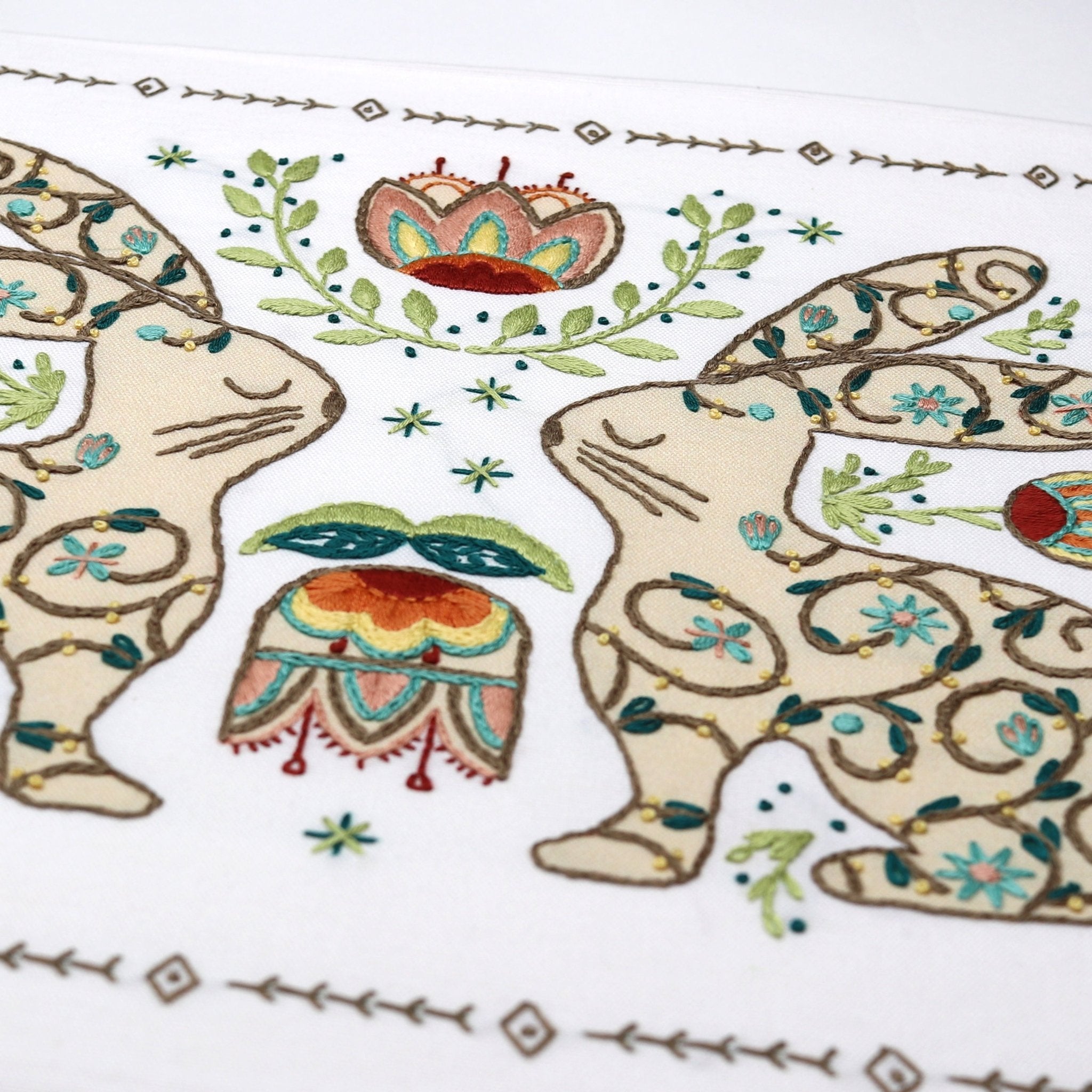 Bunny Folklore Printed Fabric Pattern - Stitched Stories