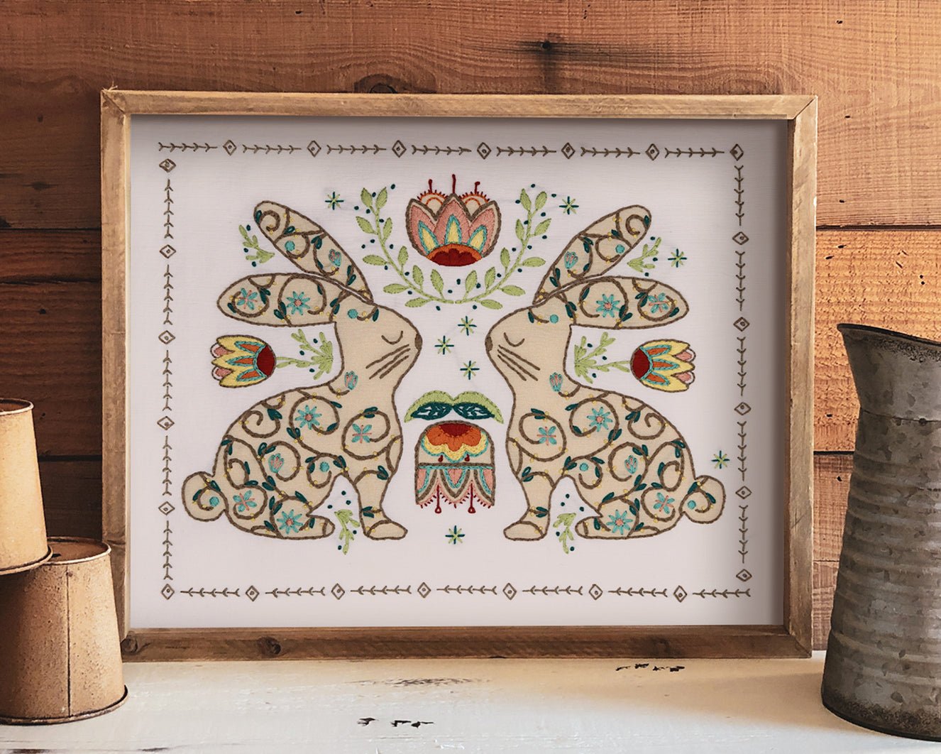 Bunny Folklore Printed Fabric Pattern - Stitched Stories