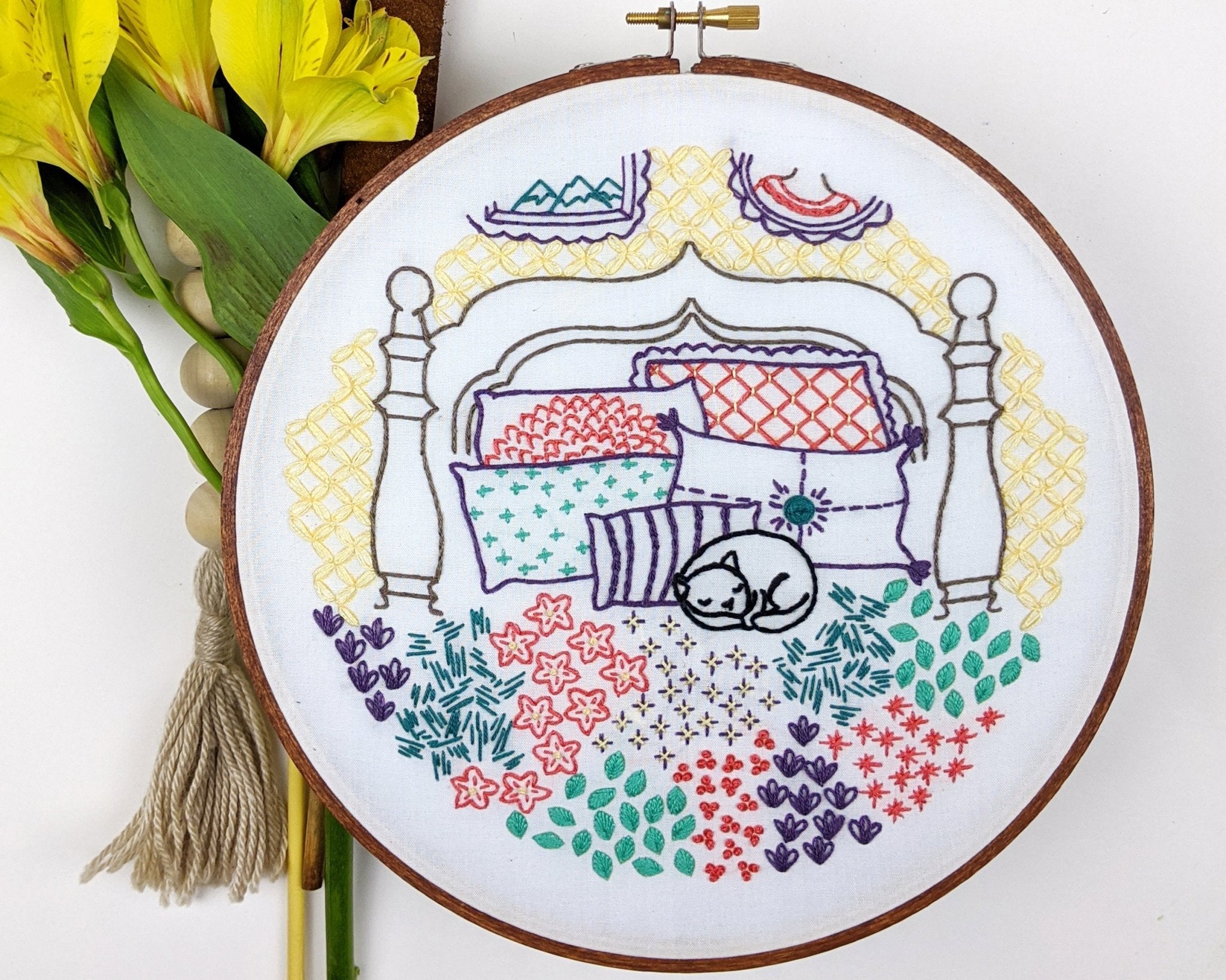 Catnap Embroidery Kit - Stitched Stories