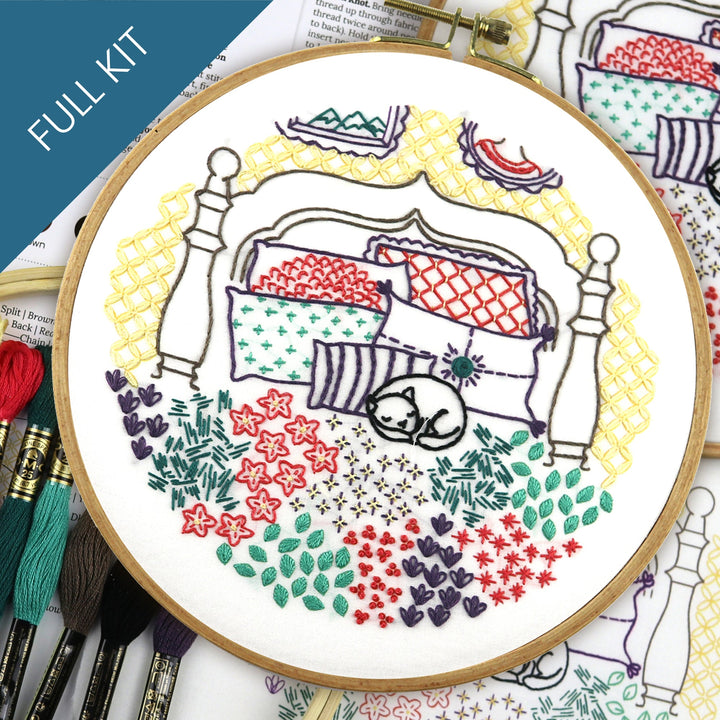 Catnap Embroidery Kit - Stitched Stories