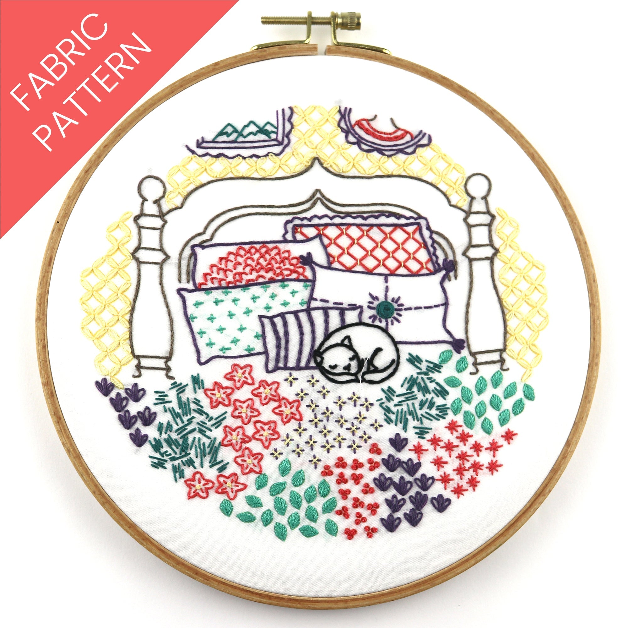 Embroidery Patterns Pre Printed Fabric, Cotton, Stitched Stories
