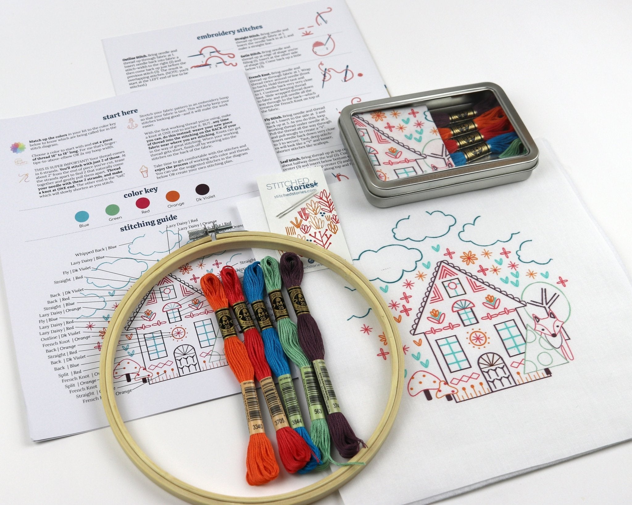 Charmed Cottage Child's / Beginner Embroidery Kit - Stitched Stories