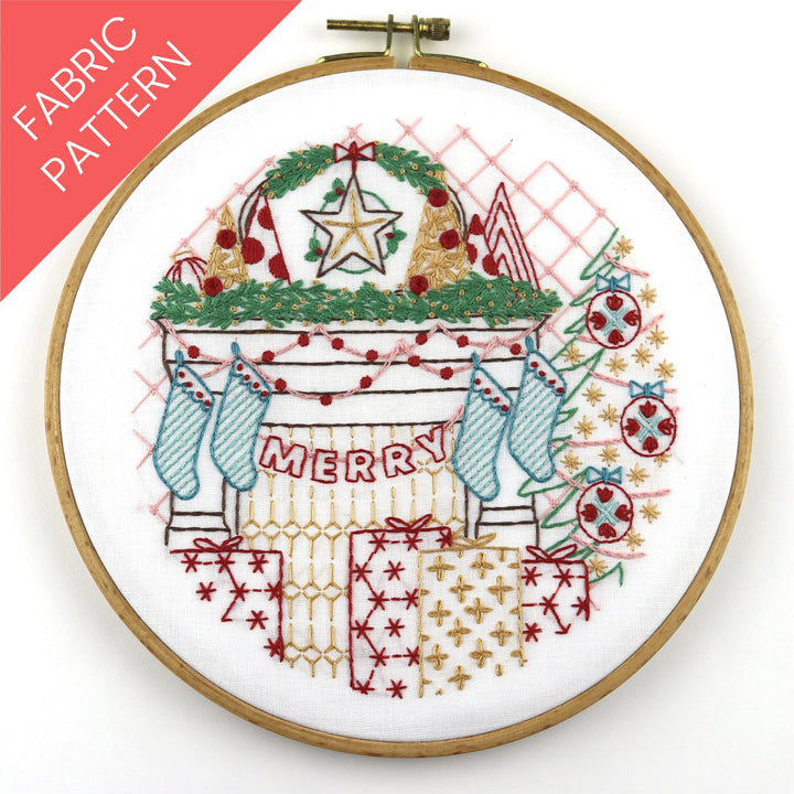 Christmas Mantle Printed Fabric Pattern - Stitched Stories