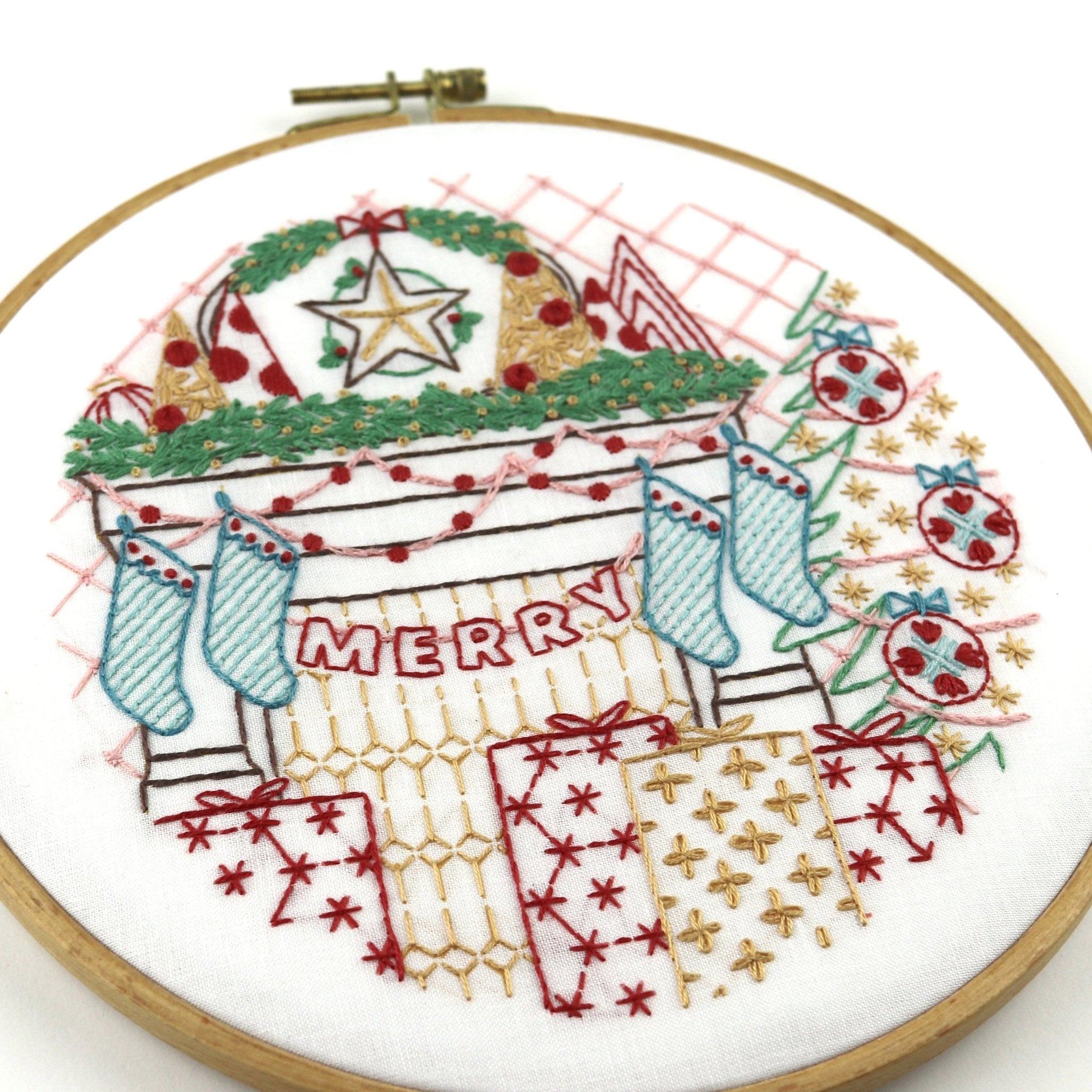 Christmas Mantle Printed Fabric Pattern - Stitched Stories