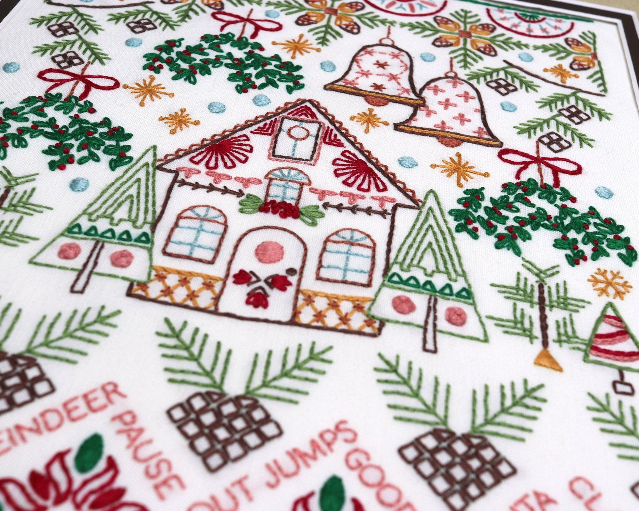 Christmas Pines Sampler Printed Fabric Pattern - Stitched Stories