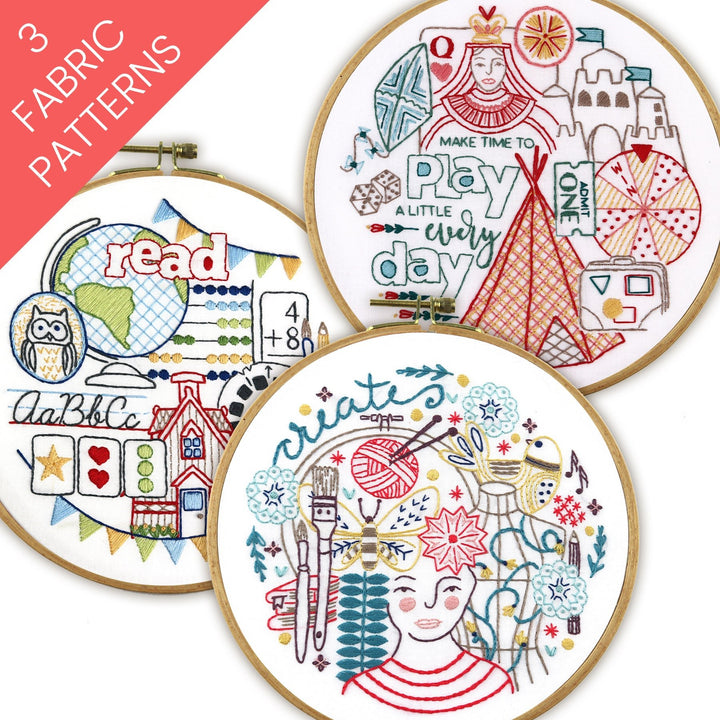 Create, Play, Read Bundle of 3 Fabric Patterns - Stitched Stories