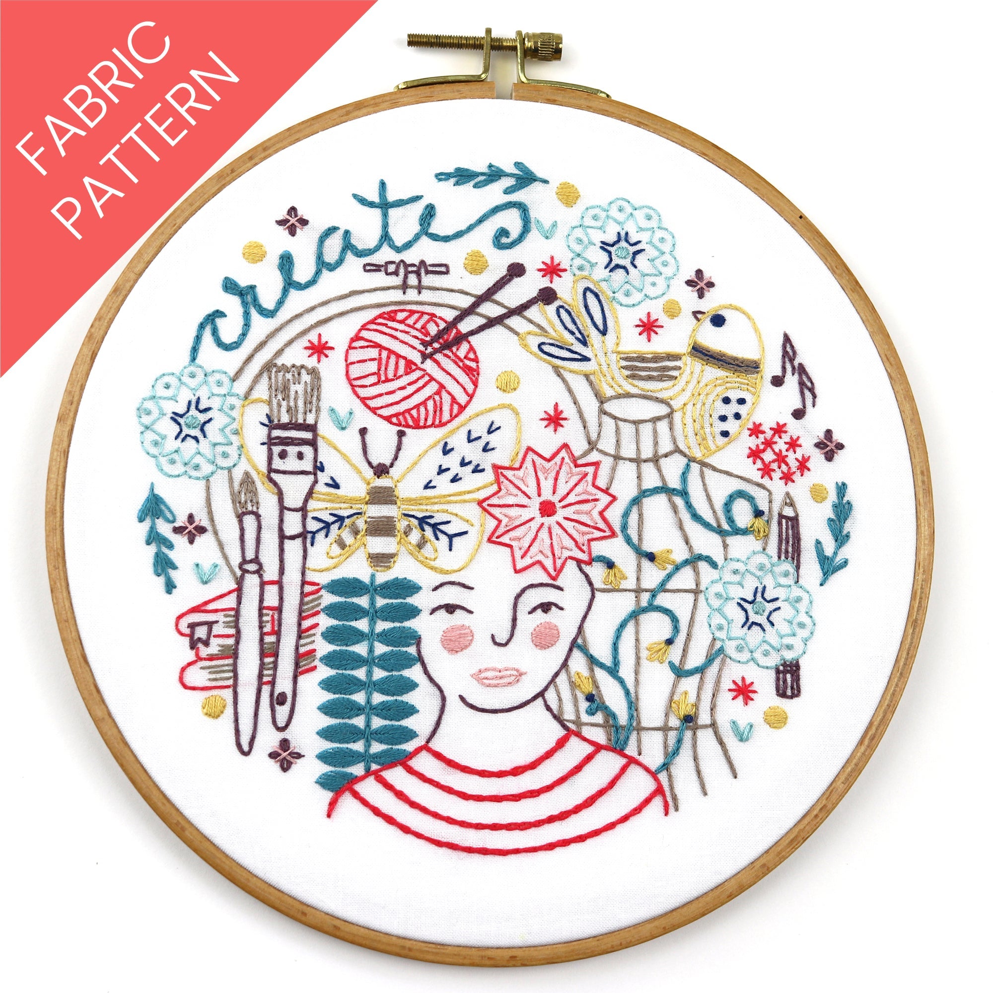 Embroidery Patterns Pre Printed Fabric, Cotton, Stitched Stories