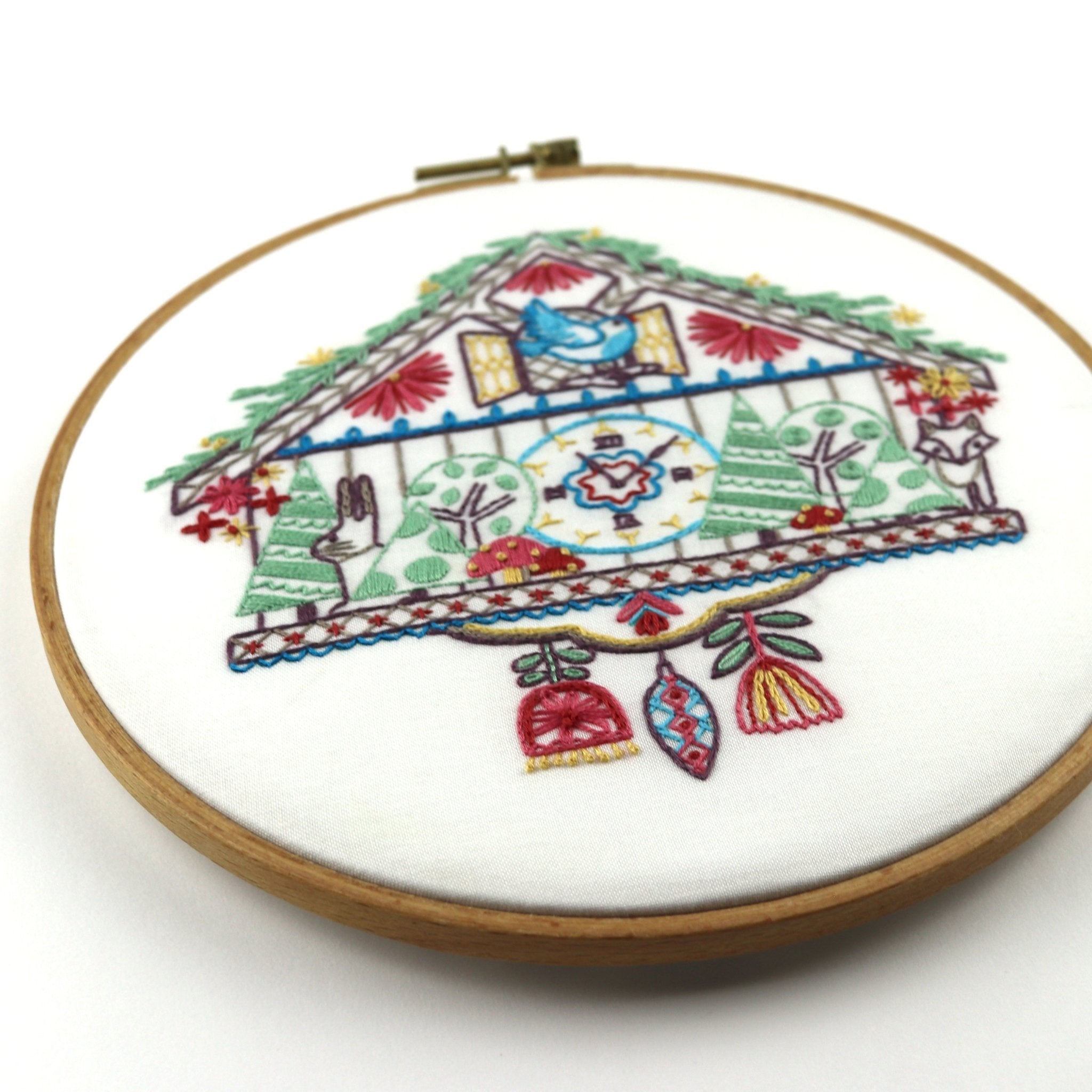 Cuckoo Clock Embroidery Kit - Stitched Stories