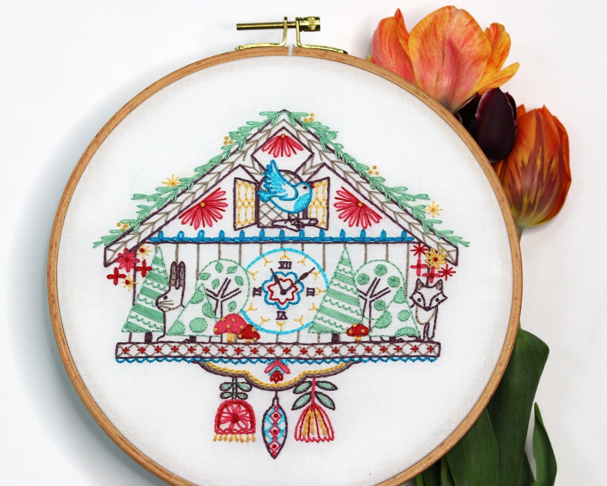 Cuckoo Clock Embroidery Kit - Stitched Stories