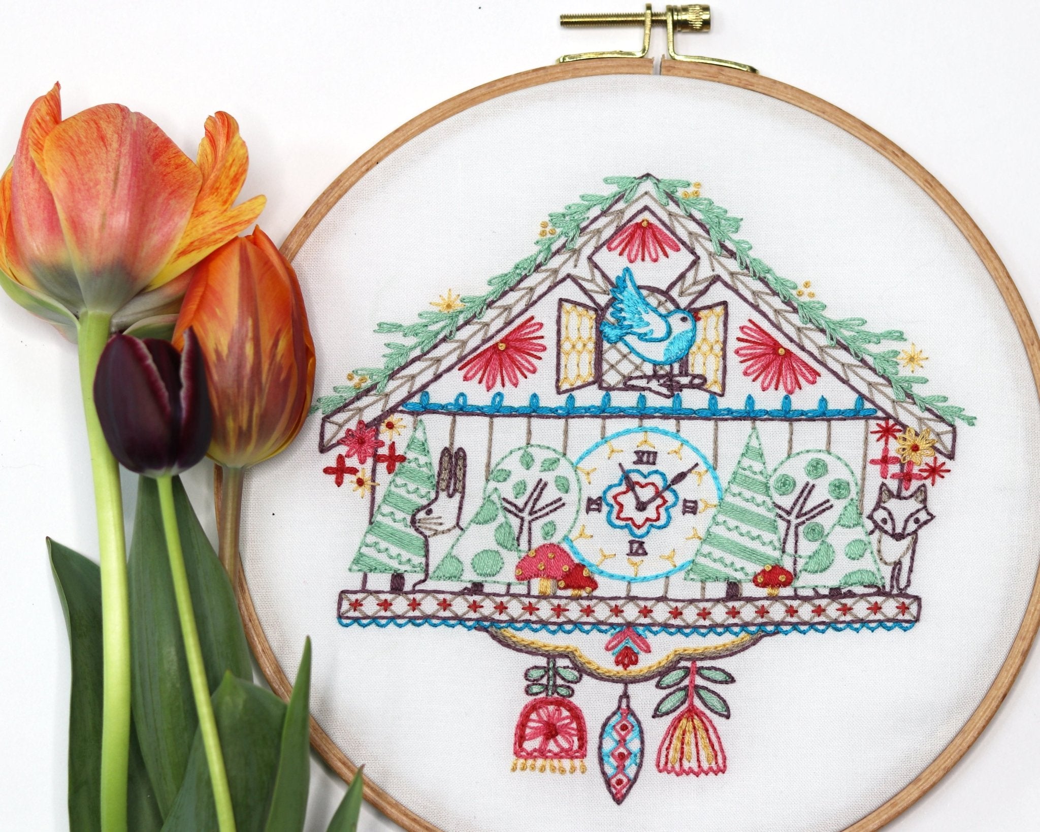 Cuckoo Clock Embroidery Kit - Stitched Stories