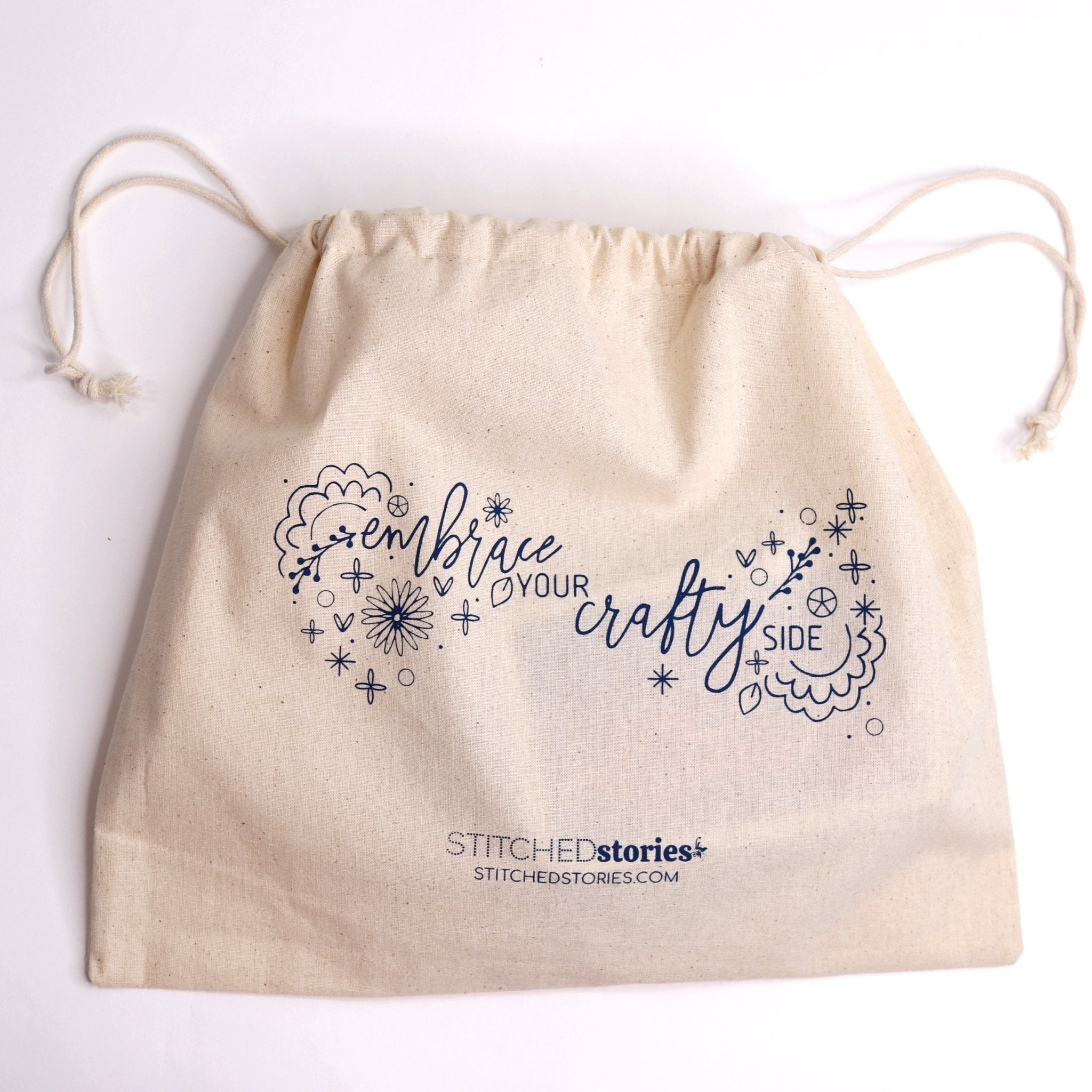 Embroidery or Knitting Project Bag Printed with Stitch Ready Design Stitched Stories