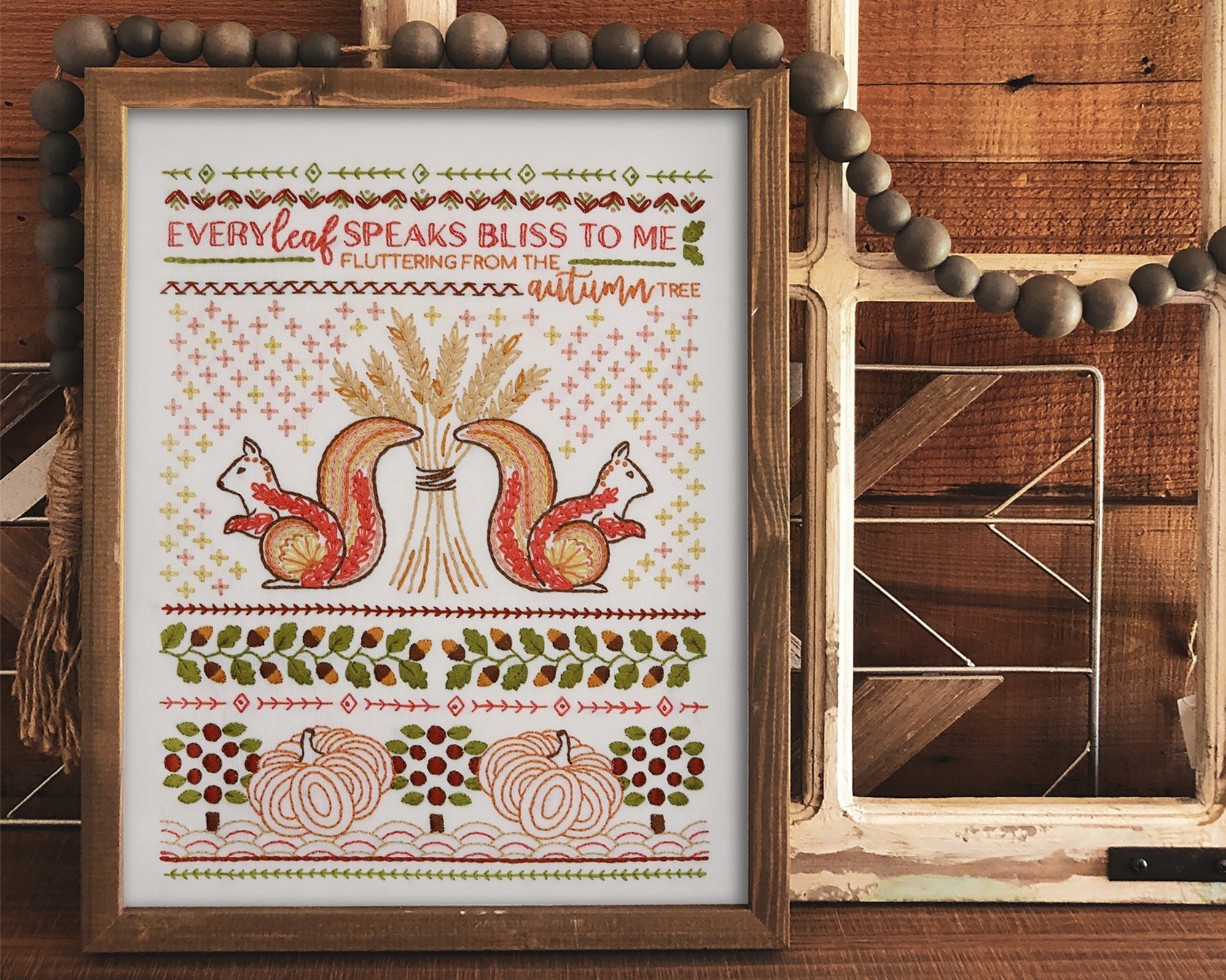 Fall Squirrel Sampler Embroidery Kit - Stitched Stories