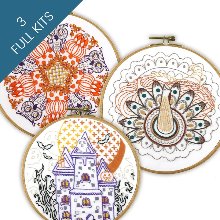 Fall Y'all Embroidery Kit Bundle of 3 - Stitched Stories