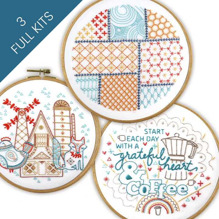 First Stitches Embroidery Kit Bundle of 3 - Stitched Stories