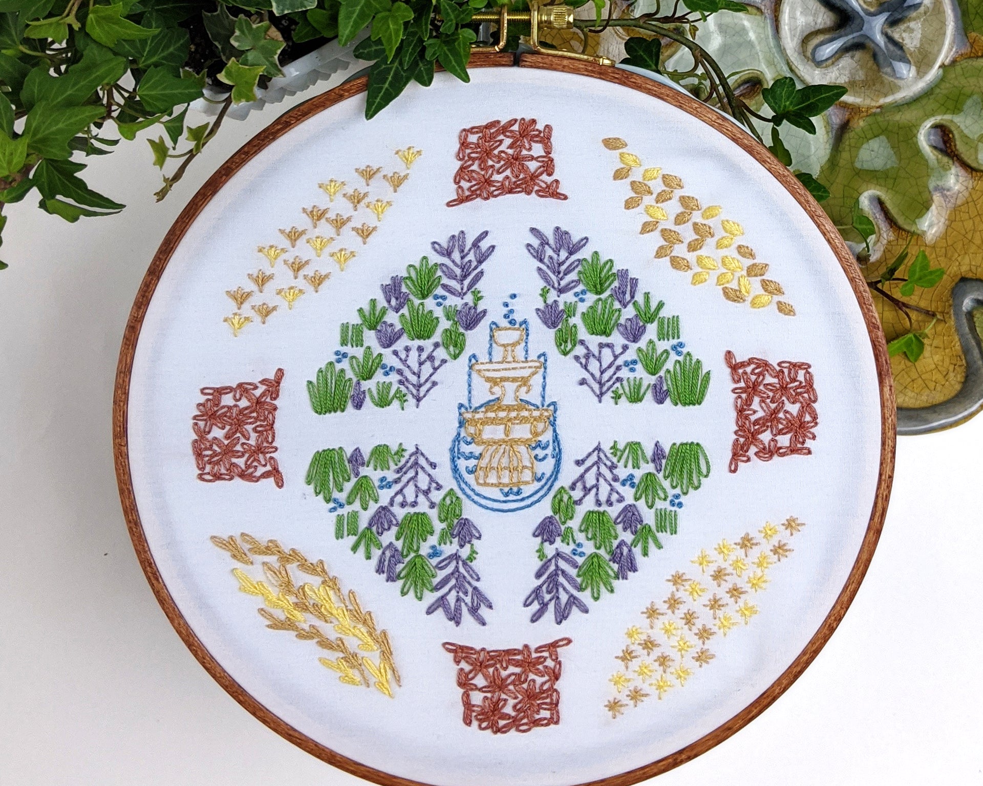 Formal Garden Embroidery Kit - Stitched Stories