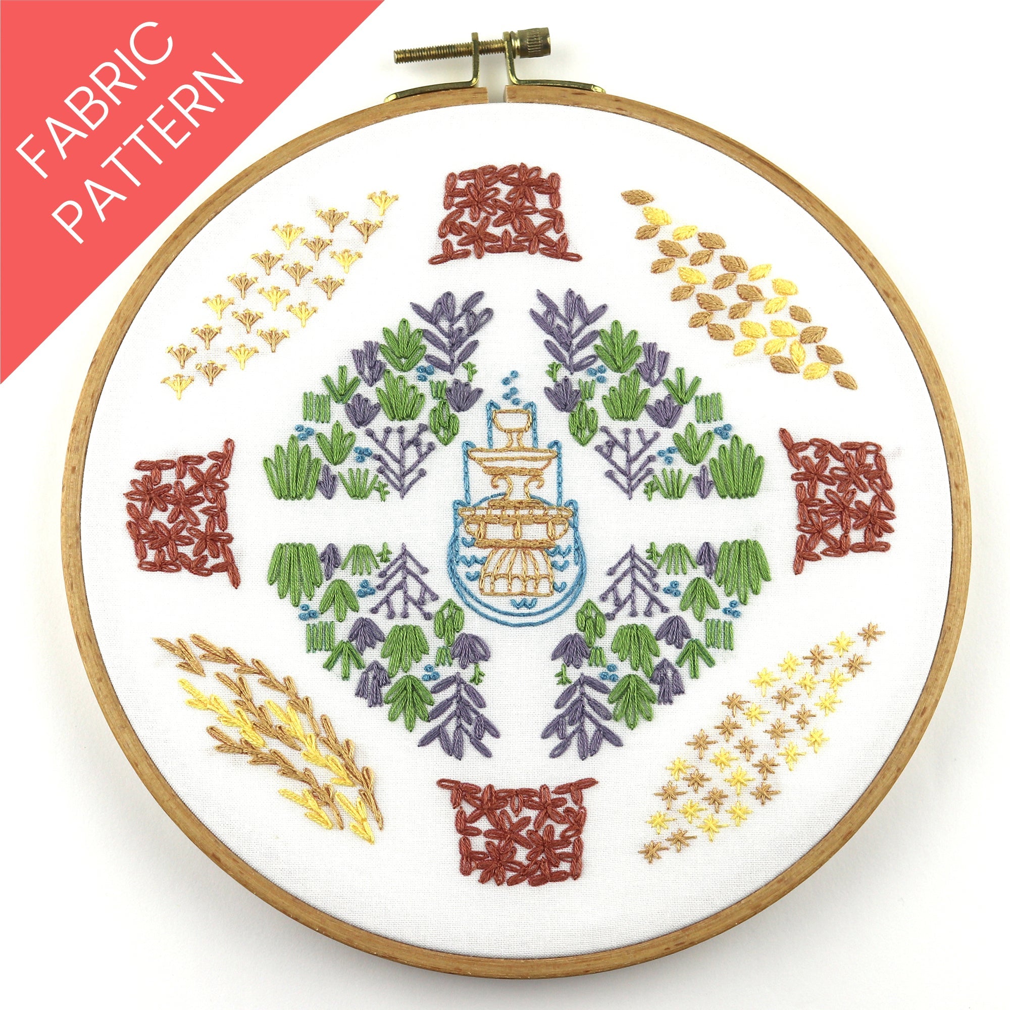 Embroidery Patterns Pre Printed Fabric, Cotton, Stitched Stories