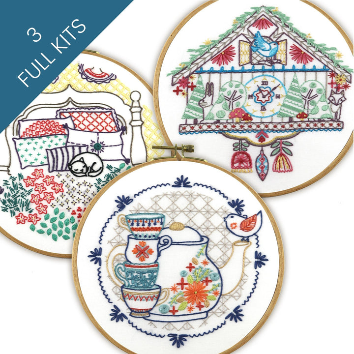 Granny-Chic Embroidery Kit Bundle of 3 - Stitched Stories