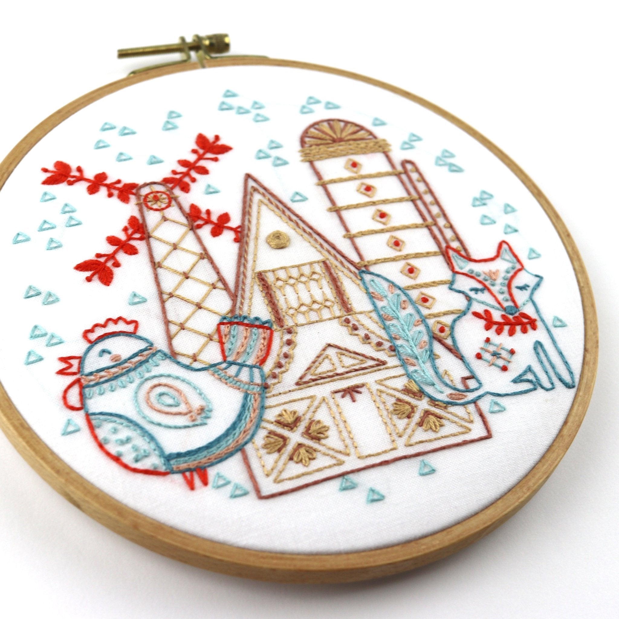 Hen & Fox Embroidery Kit - Stitched Stories