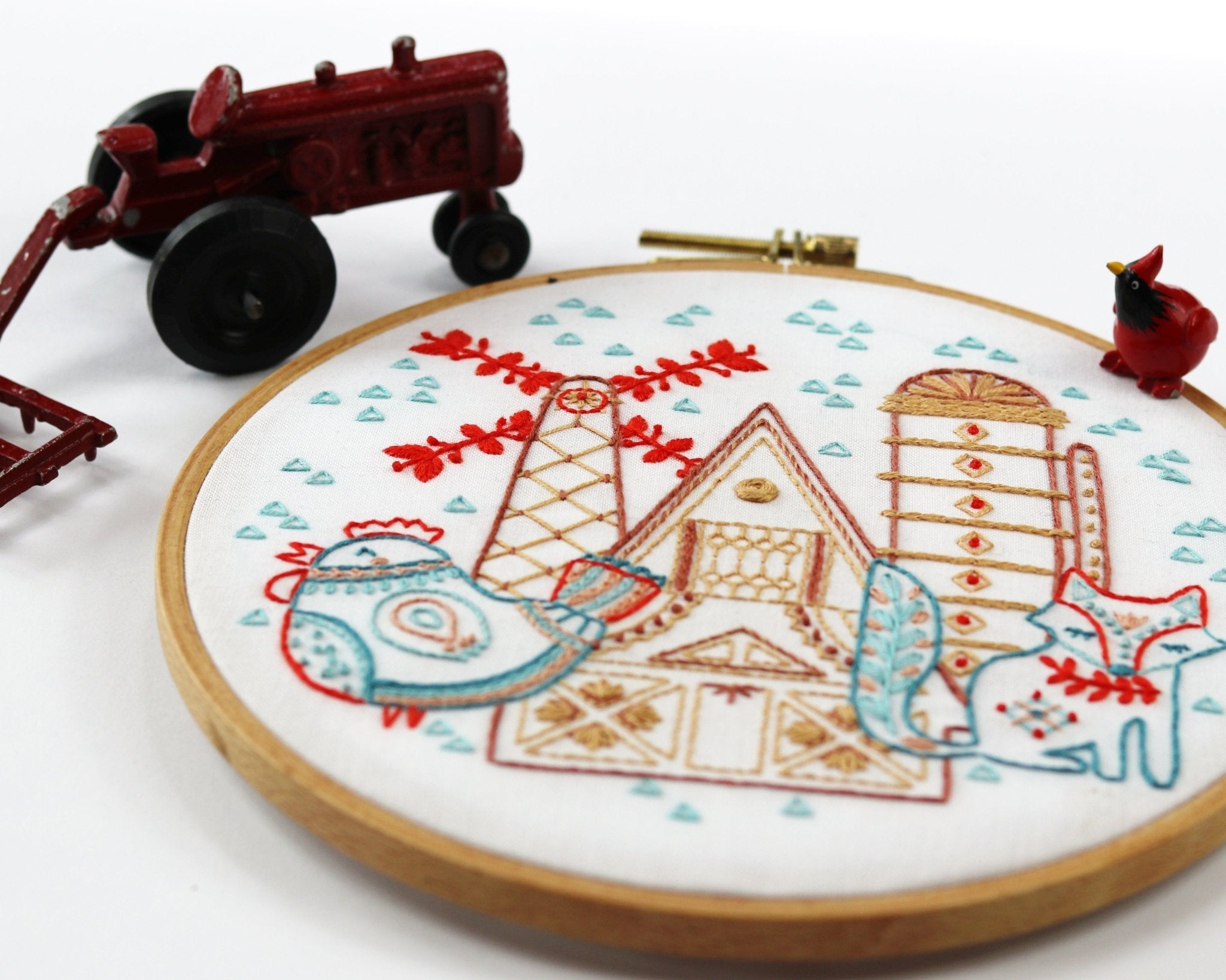 Hen & Fox Embroidery Kit - Stitched Stories