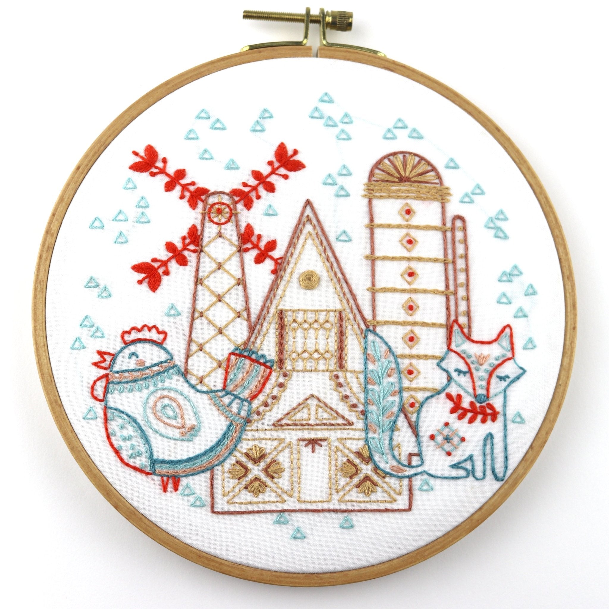 Hen & Fox Embroidery Kit - Stitched Stories