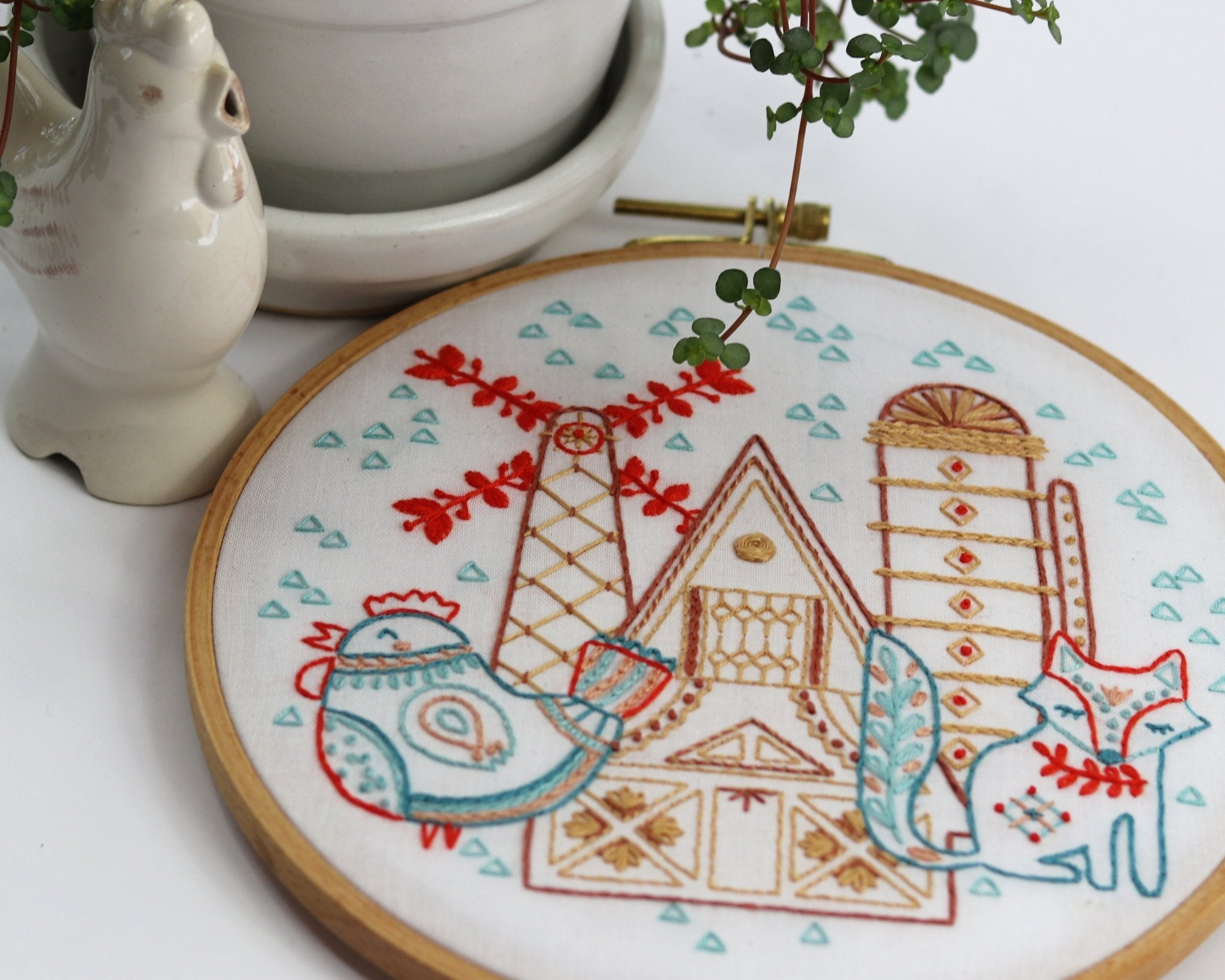 Hen & Fox Printed Fabric Pattern - Stitched Stories