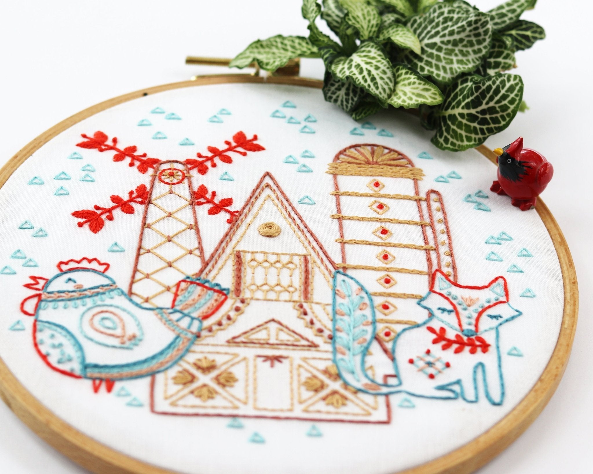 Hen & Fox Printed Fabric Pattern - Stitched Stories