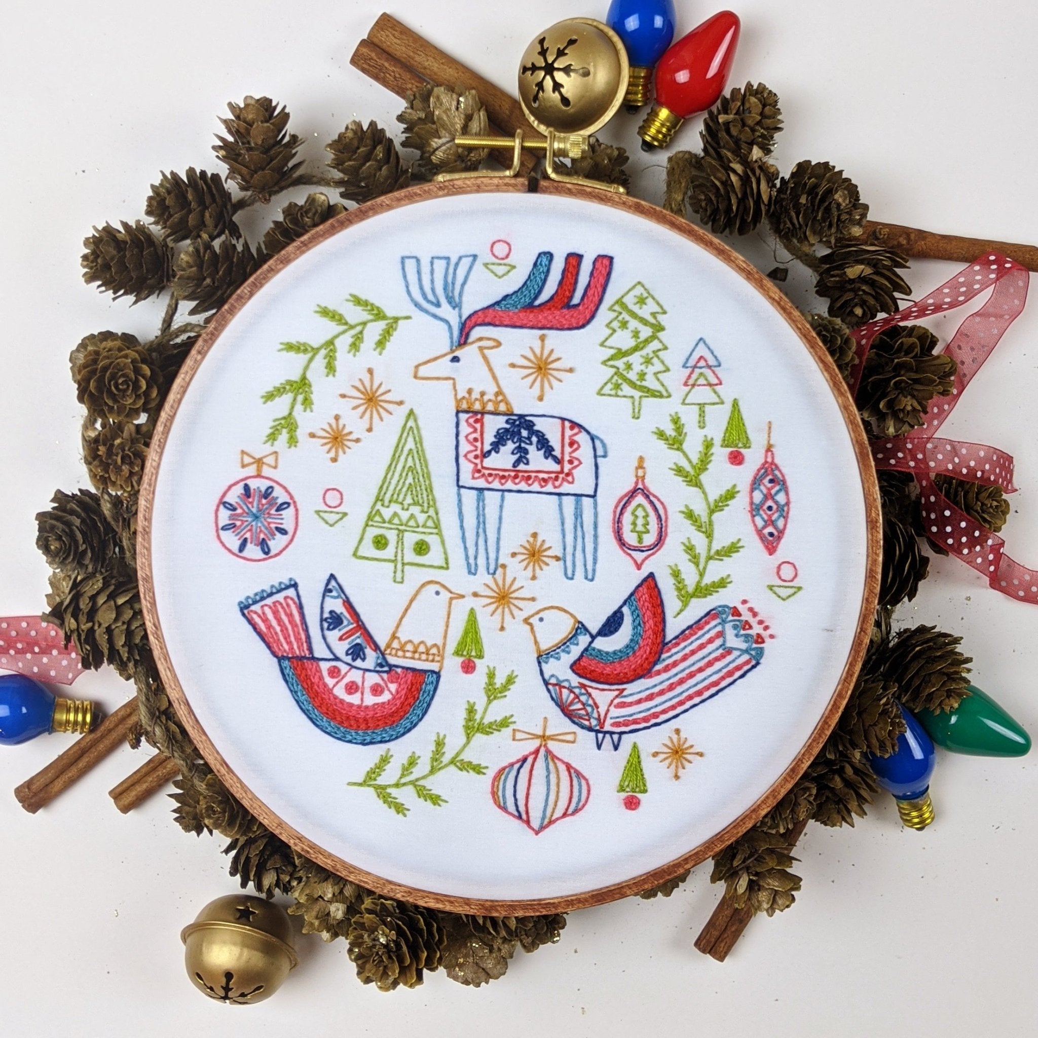 Holiday Folk Christmas Embroidery Kit - Stitched Stories