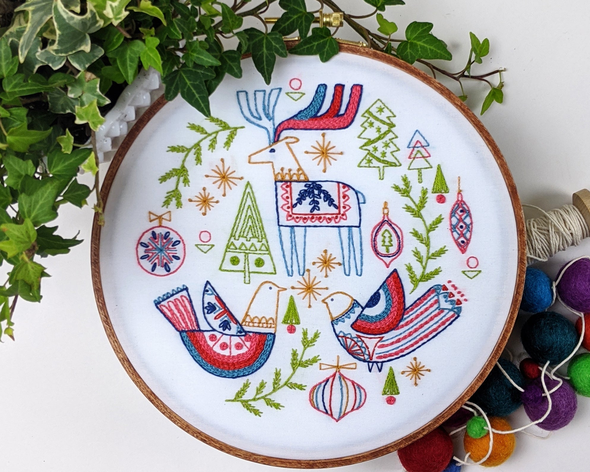 Holiday Folk Christmas Embroidery Kit - Stitched Stories