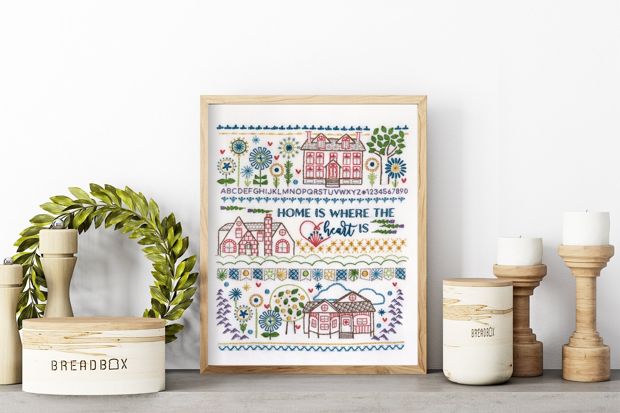 Home Sampler Printed Fabric Pattern - Stitched Stories