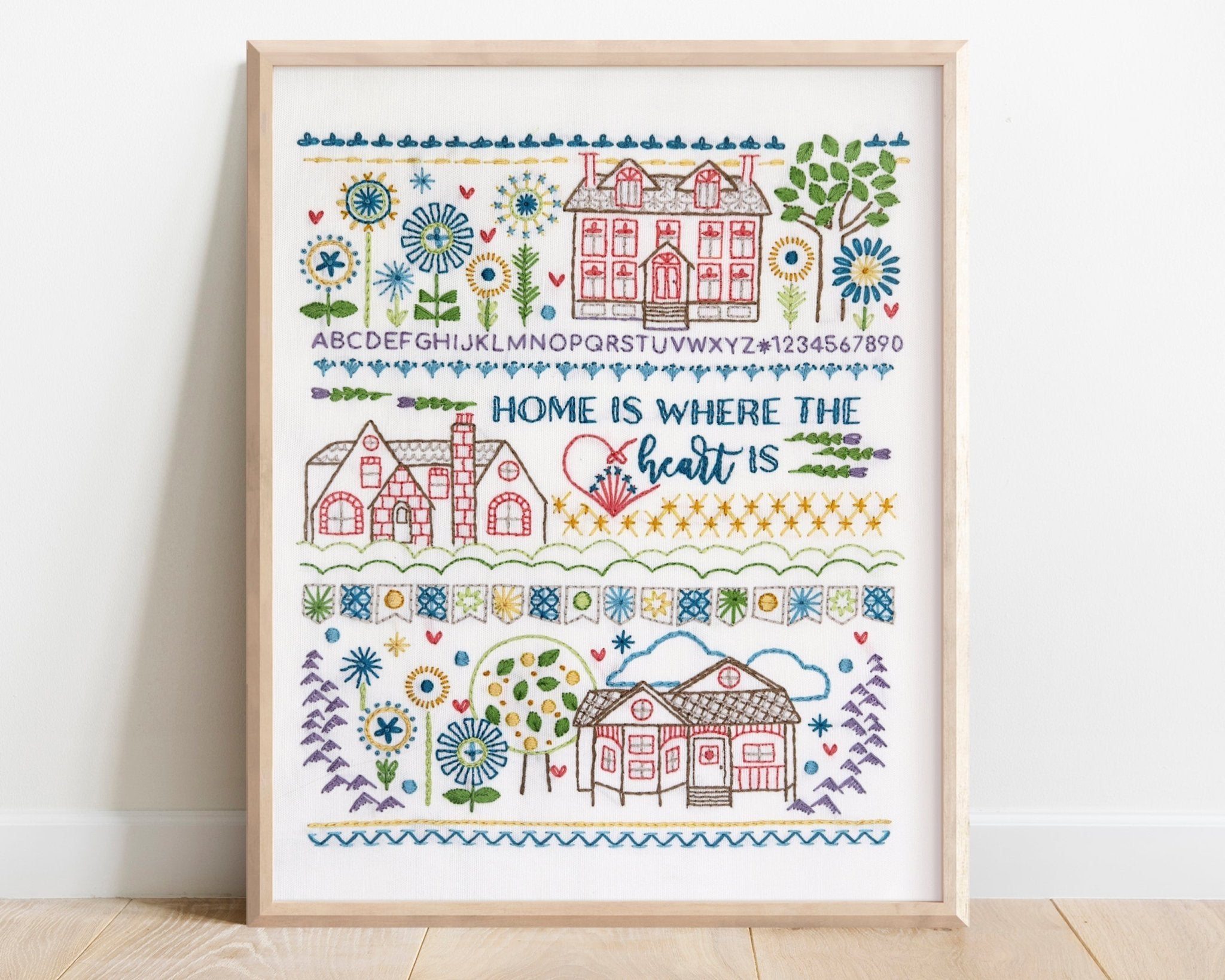 Home Sampler Printed Fabric Pattern - Stitched Stories