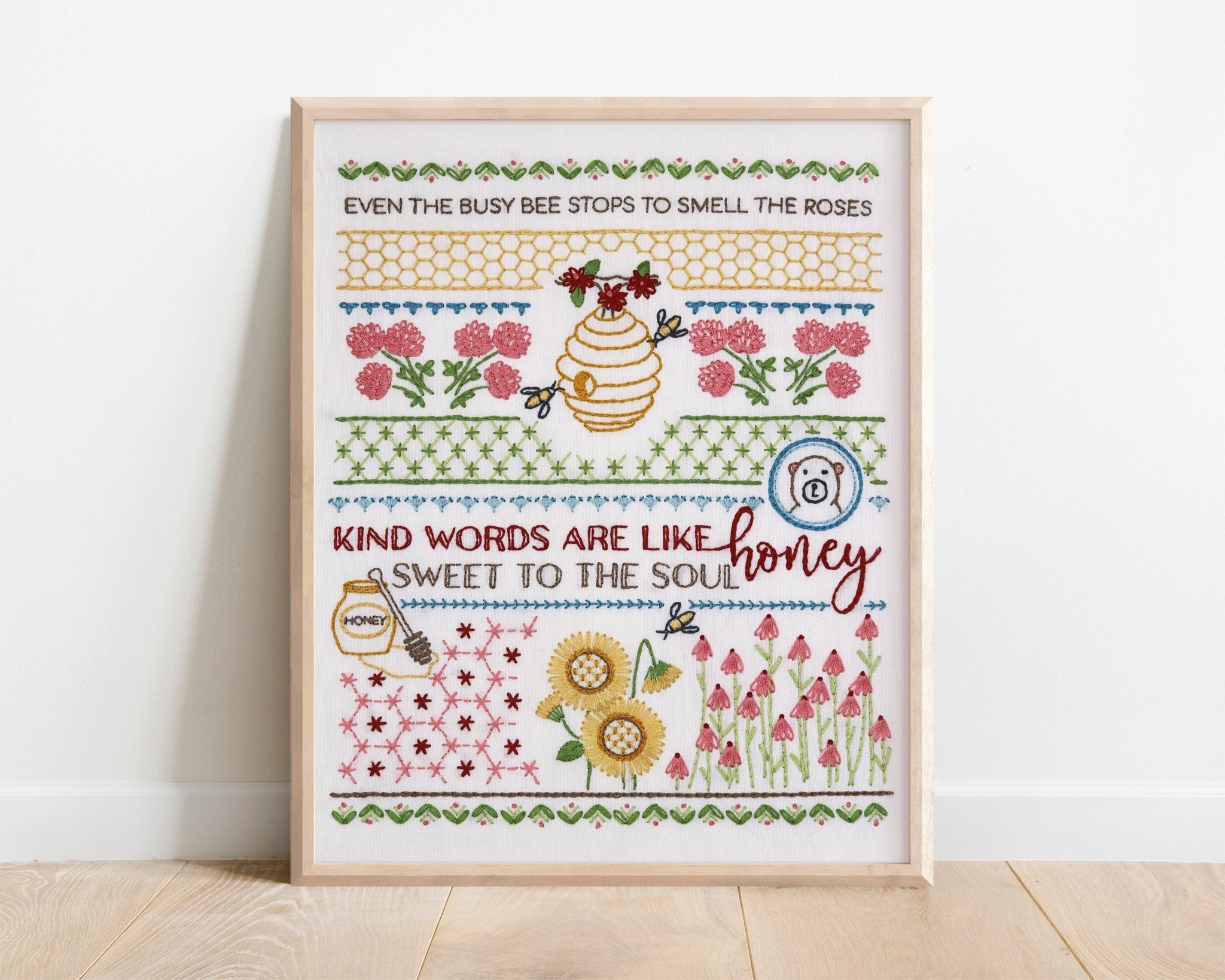 Honey Bee Sampler Embroidery Kit - Stitched Stories