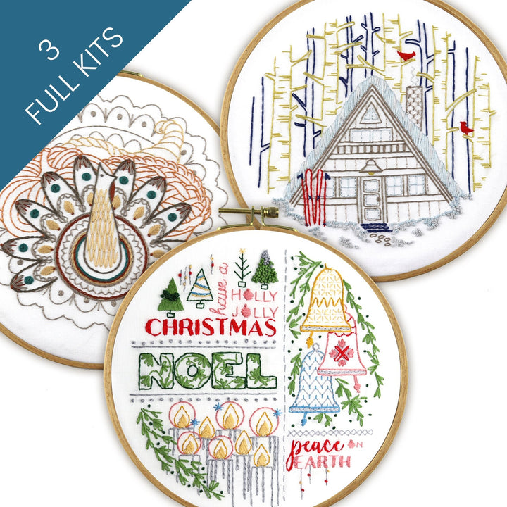 Jolly Days Embroidery Kit Bundle of 3 - Stitched Stories