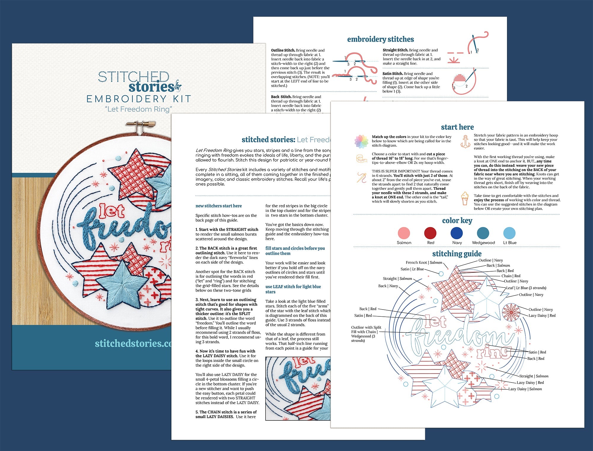 Let Freedom Ring Embroidery Kit - Stitched Stories