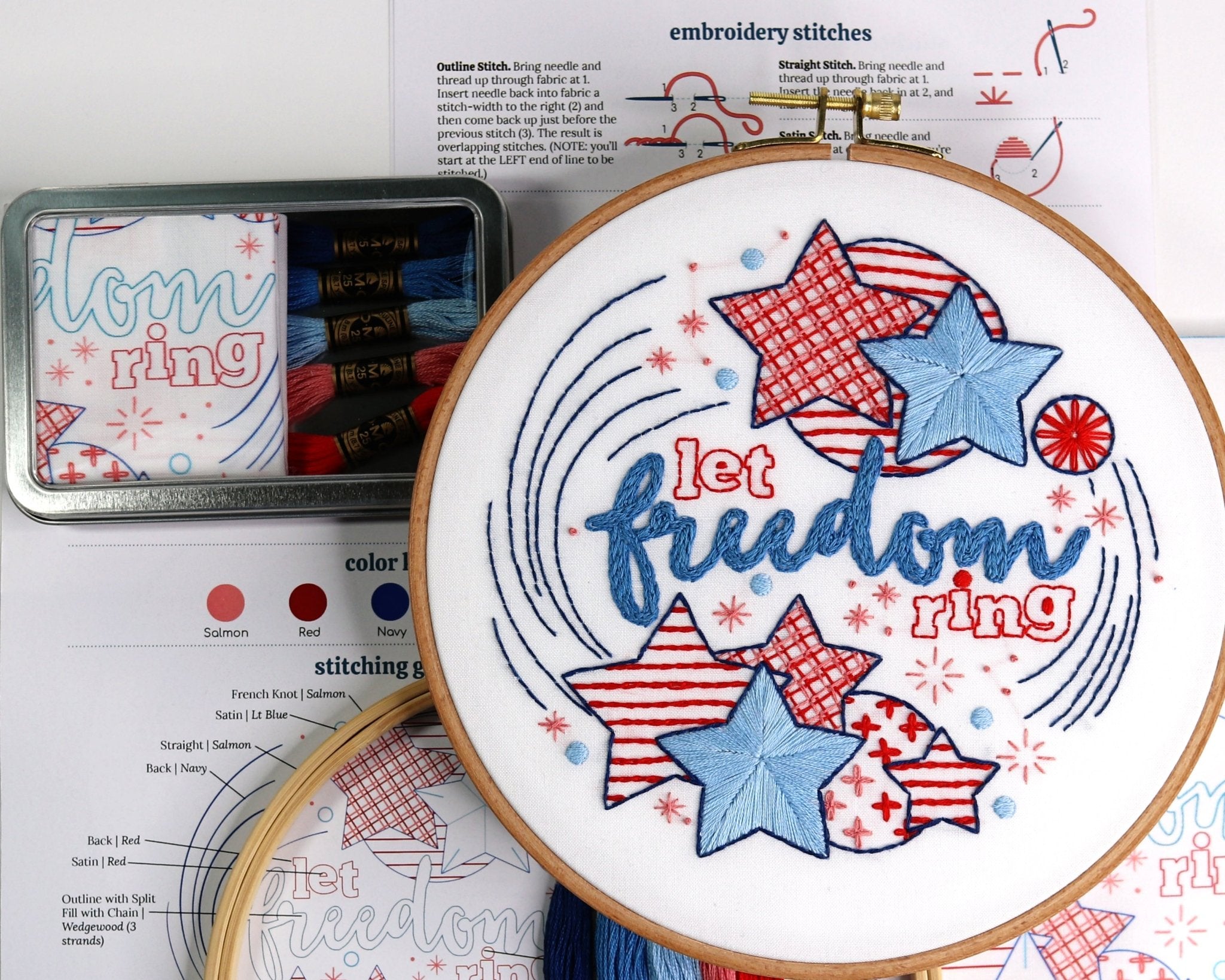 Let Freedom Ring Embroidery Kit - Stitched Stories