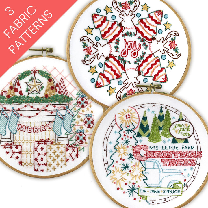 Merry & Bright Bundle of 3 Fabric Patterns - Stitched Stories
