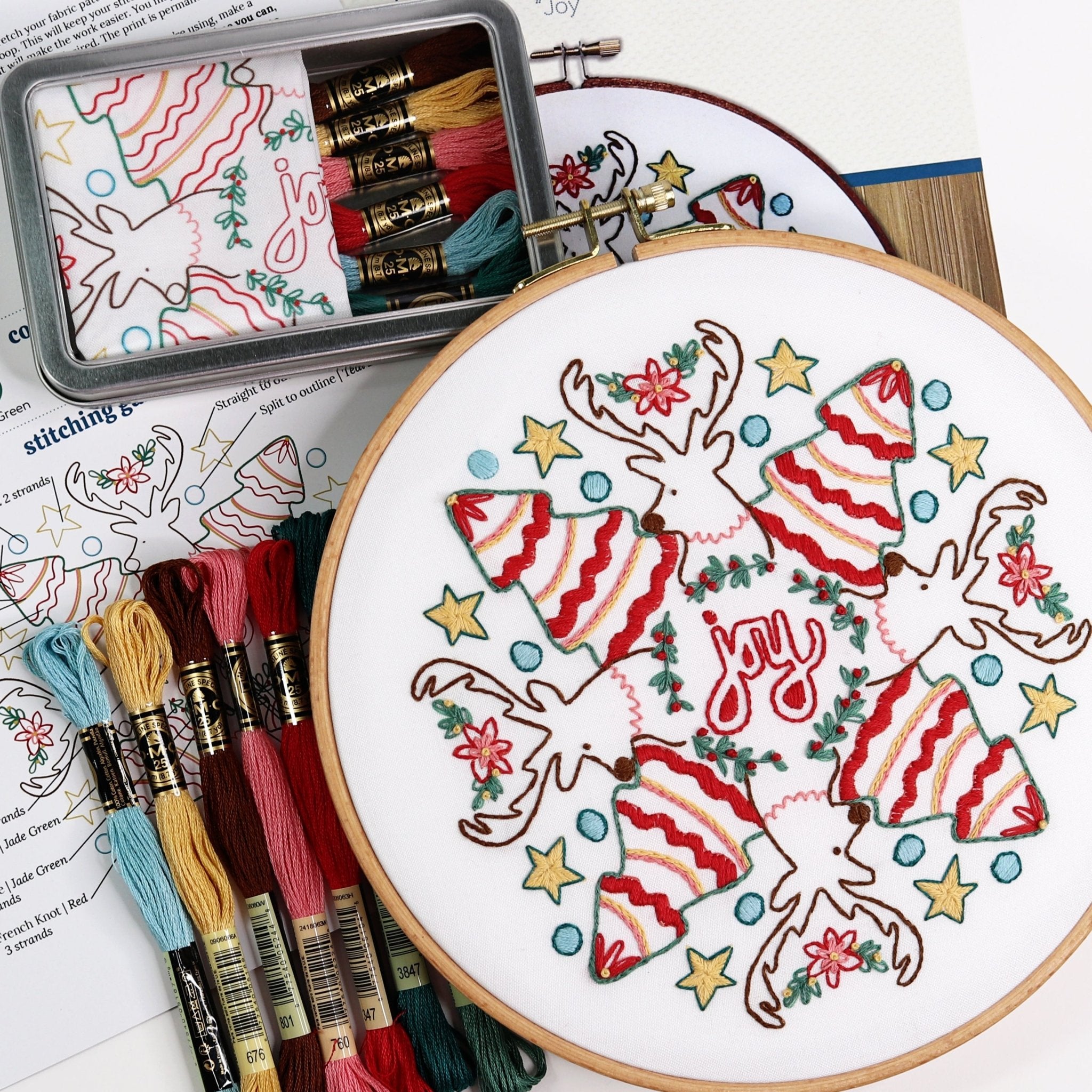 Merry & Bright Embroidery Kit Bundle of 3 - Stitched Stories