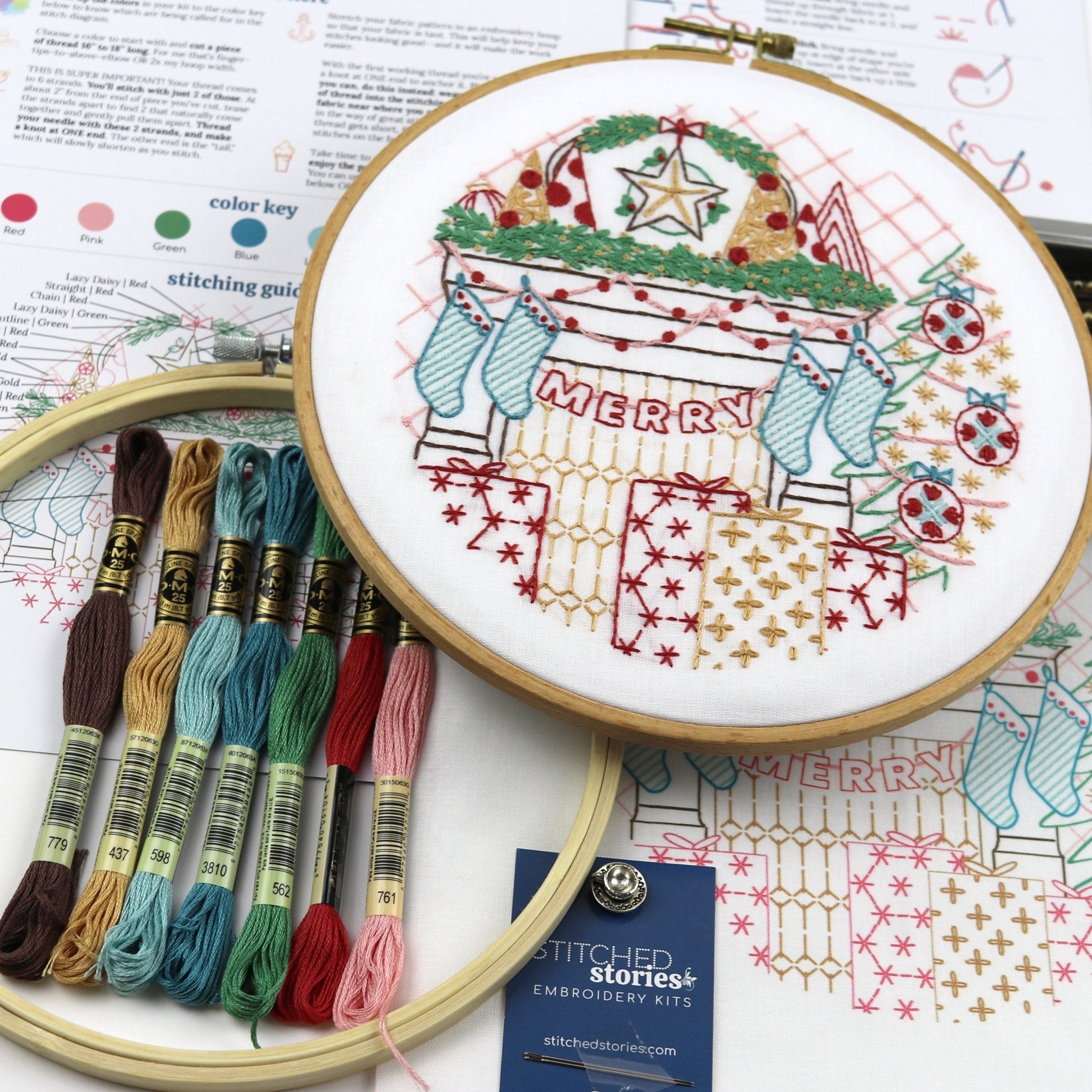 Merry & Bright Embroidery Kit Bundle of 3 - Stitched Stories