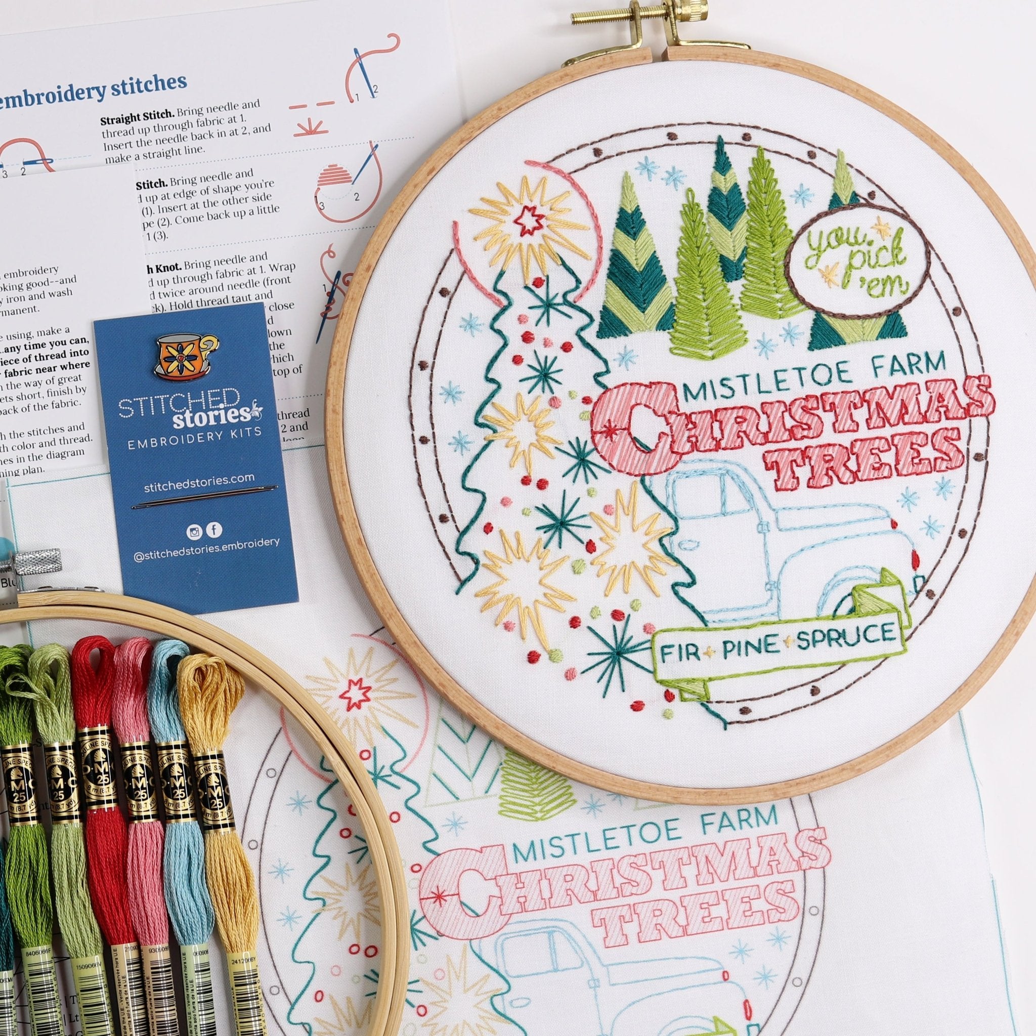 Merry & Bright Embroidery Kit Bundle of 3 - Stitched Stories